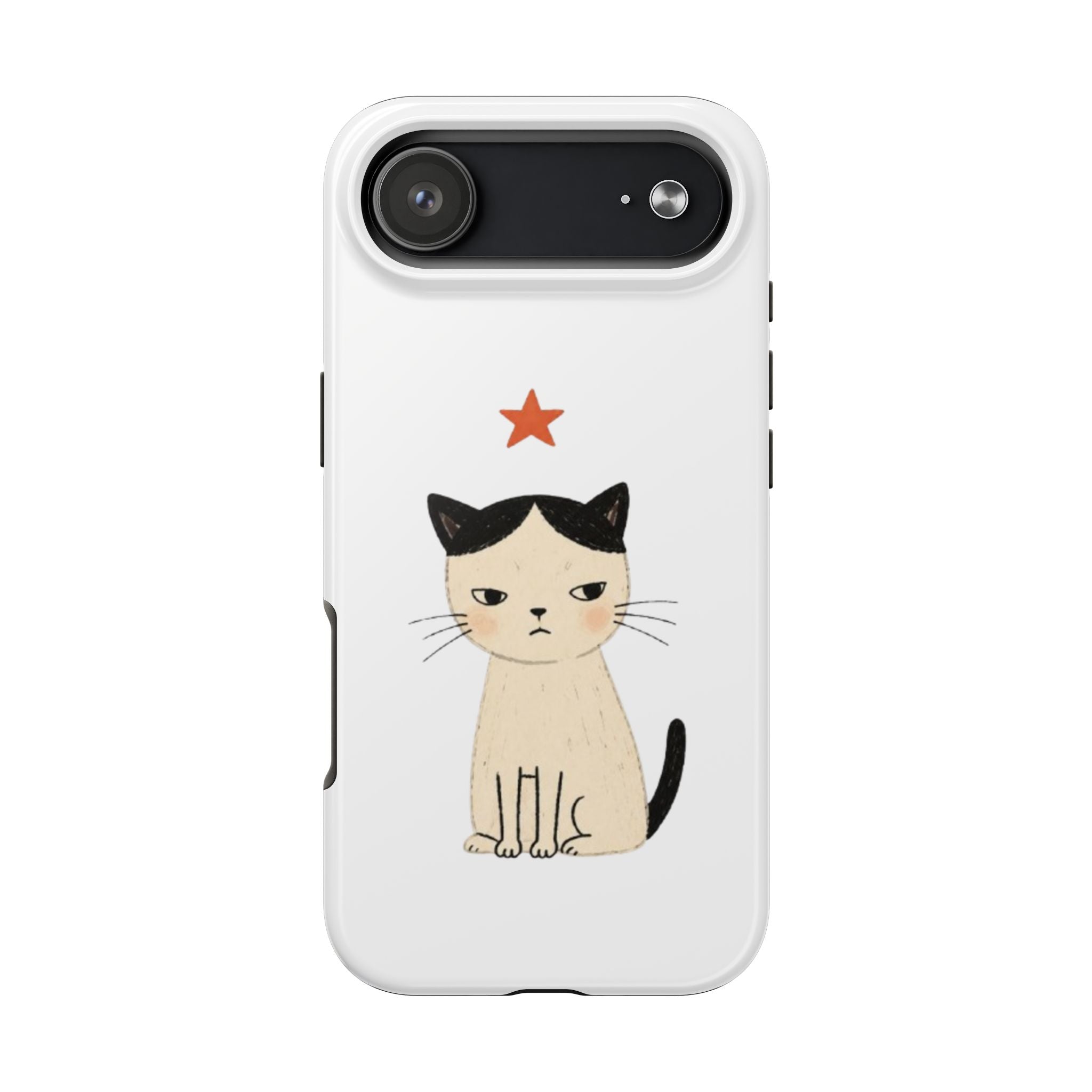 Grumpy Cat Illustration Phone Case | Cute Cat with Star Tough Case