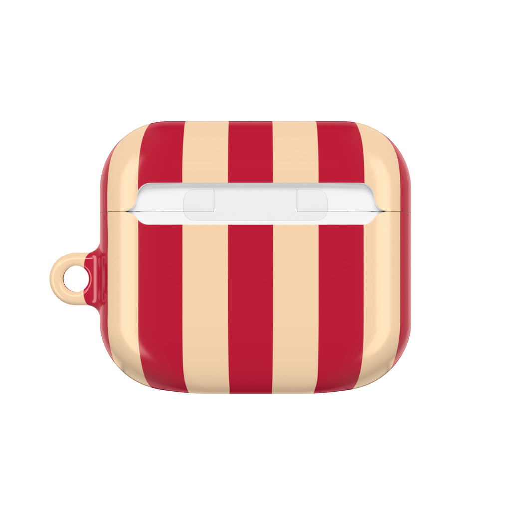 Red and Cream Stripe AirPod Case