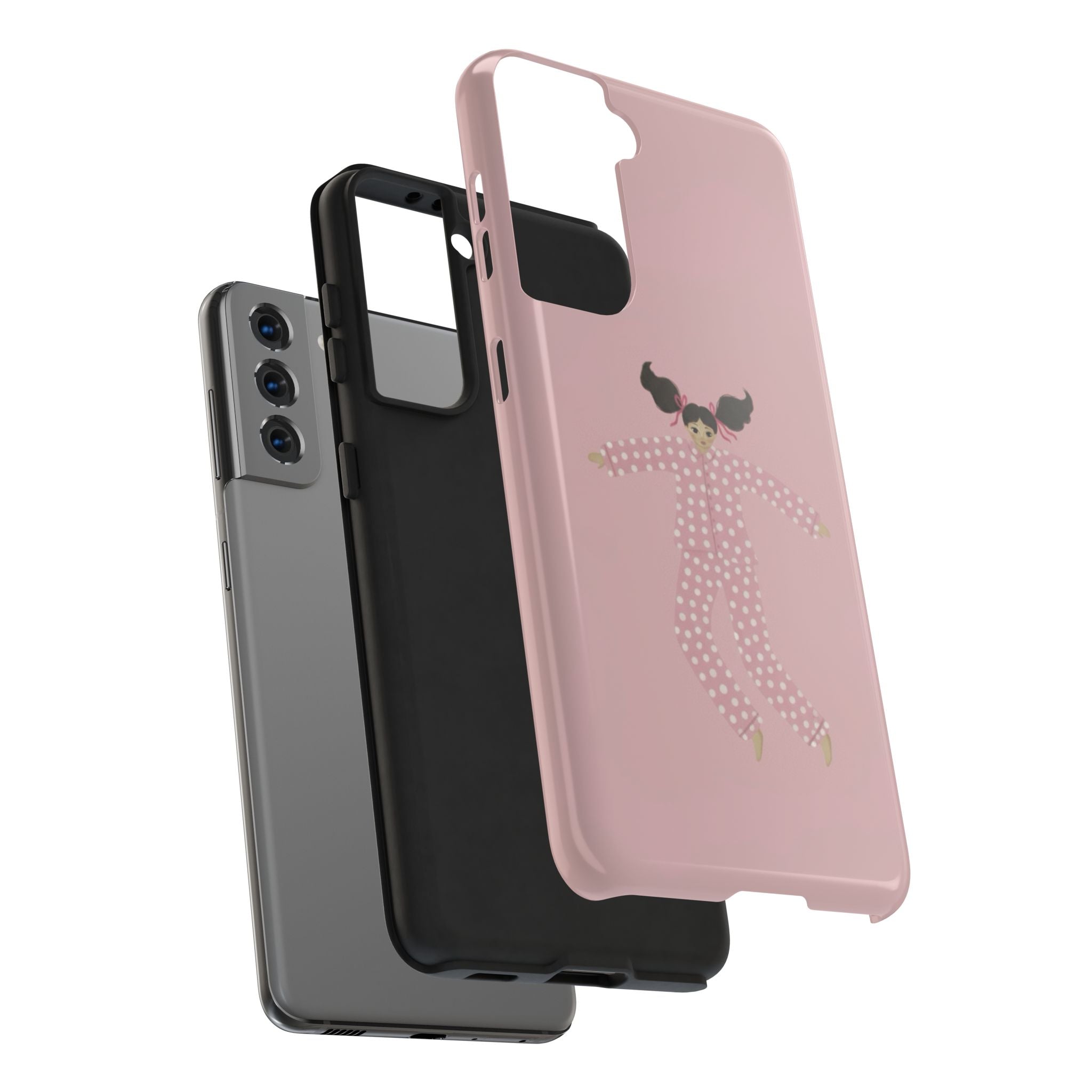 Pink Girl Drawing Tough Phone Case, Cute Protective Cover, Stylish Phone Accessories, Customizable Phone Case, Trendy Cell Phone Case