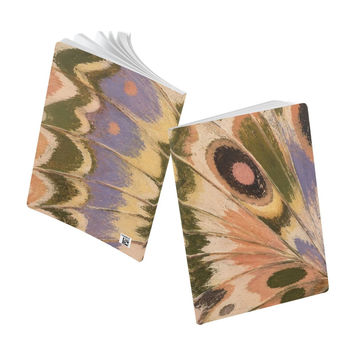Abstract Marbled Feather Pattern Journal 5.75x8 Softcover Notebook | Pocket Sketchbook