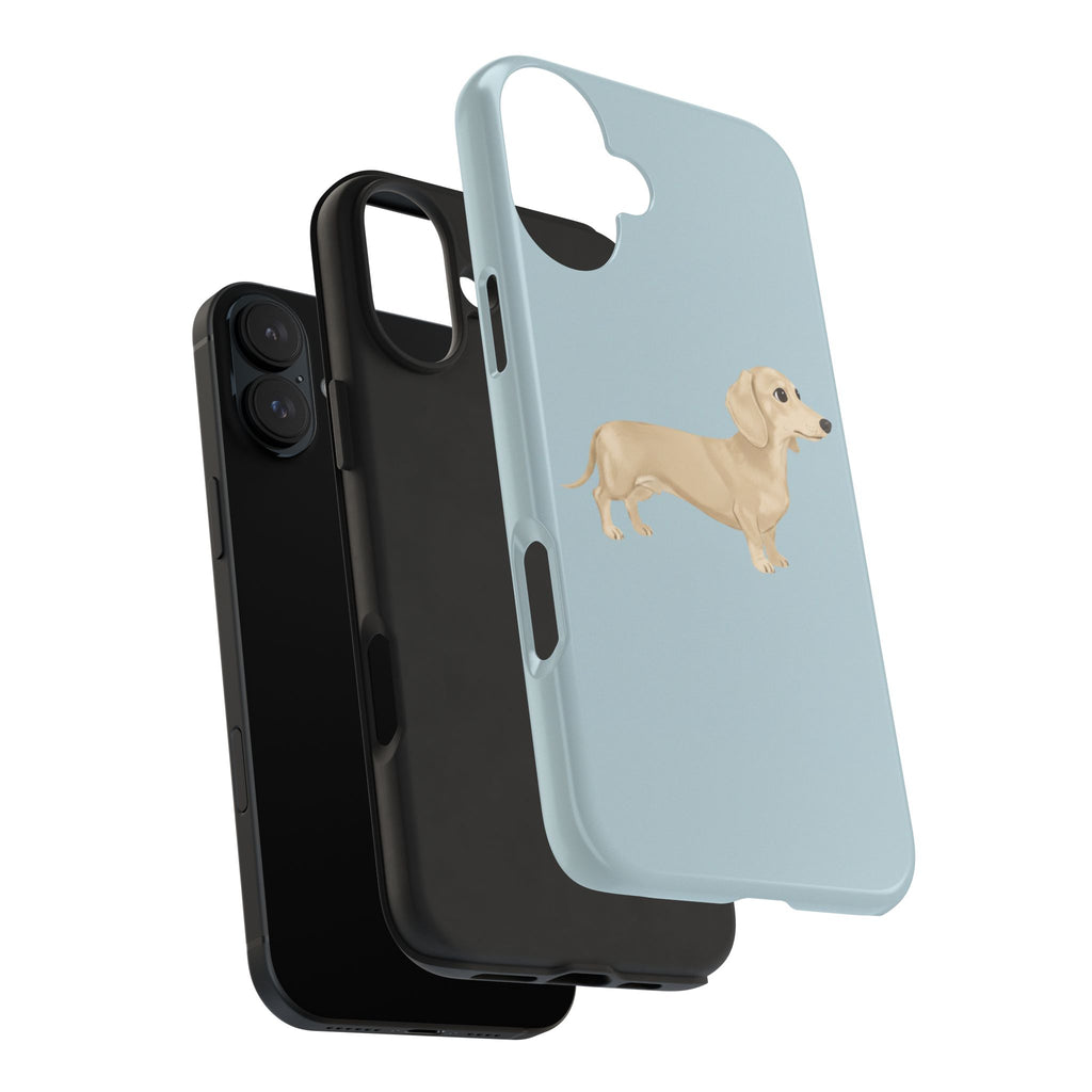 Tough Phone Cases, Dachshund Dog Blue Protective Cover, Strong Phone Shell, Rugged Device Case, Hard Smartphone Sleeve, Resilient Mobile