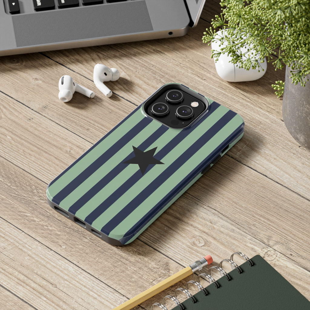 Stylish Tough Phone Cases, Durable Smartphone Covers, Trendy Tech Accessories, Unique Gifts for Teens, Striped Star Design