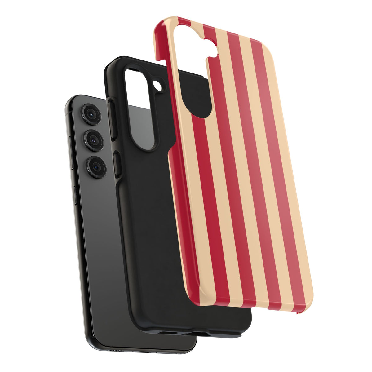 Retro Red & Cream Stripe Phone Case — Tough Protective Cover