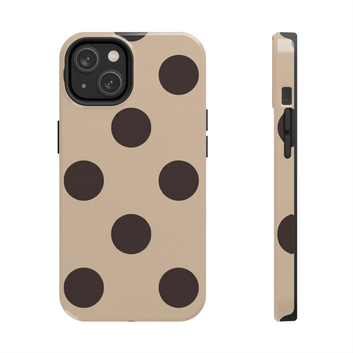 Chocolate Polka Dot Tough Phone Case — Beige Protective Phone Cover