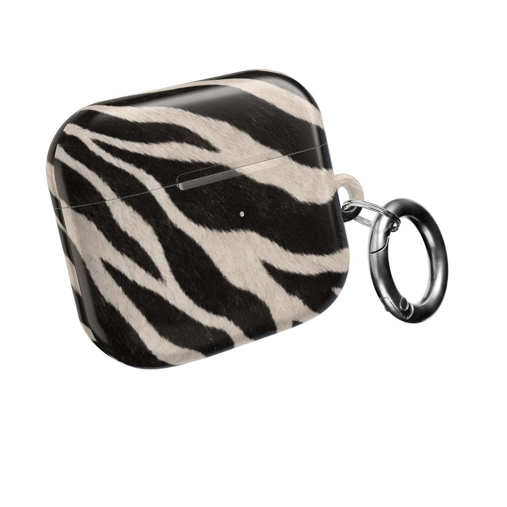 Zebra Print AirPod Case | Black White Stripes, Faux Fur Pattern