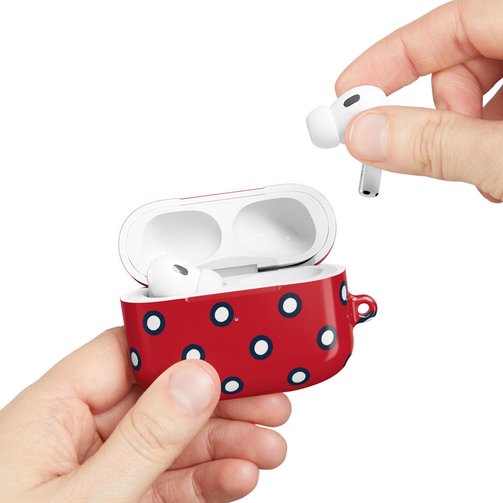 Navy Polka Dot Red AirPod Case