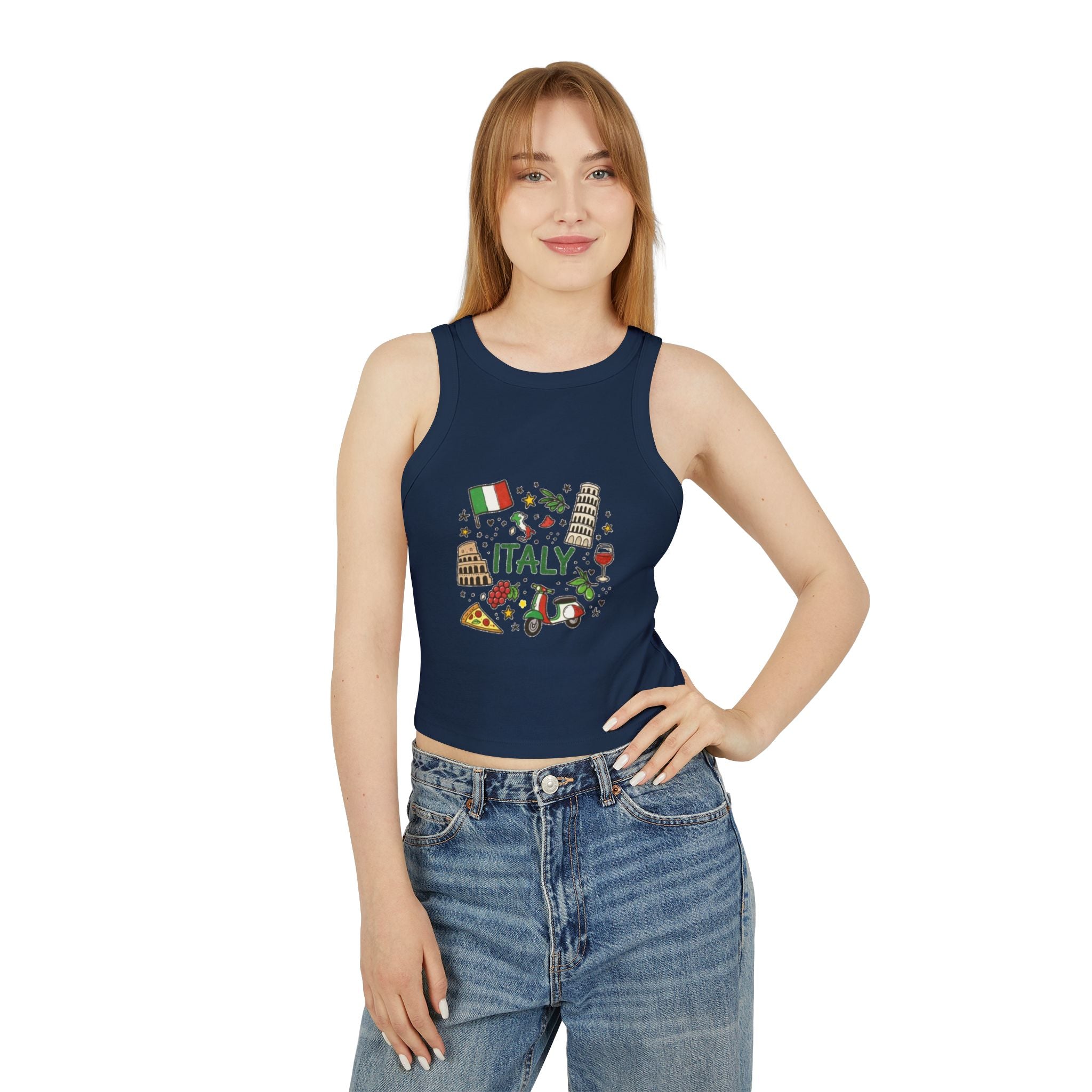 Italy Icons Tank Top | Leaning Tower, Pizza, Vespa, Flag