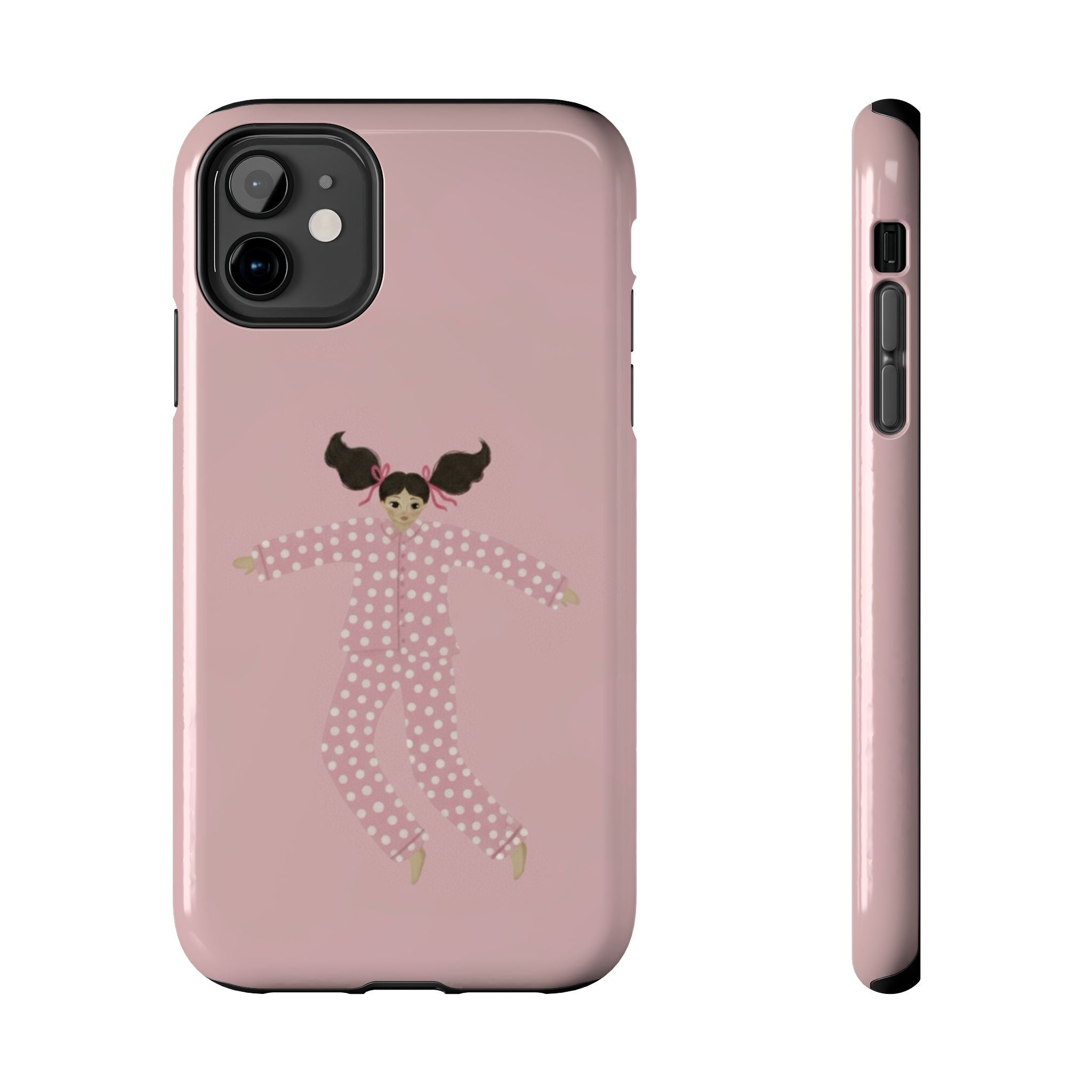 Pink Girl Drawing Tough Phone Case, Cute Protective Cover, Stylish Phone Accessories, Customizable Phone Case, Trendy Cell Phone Case