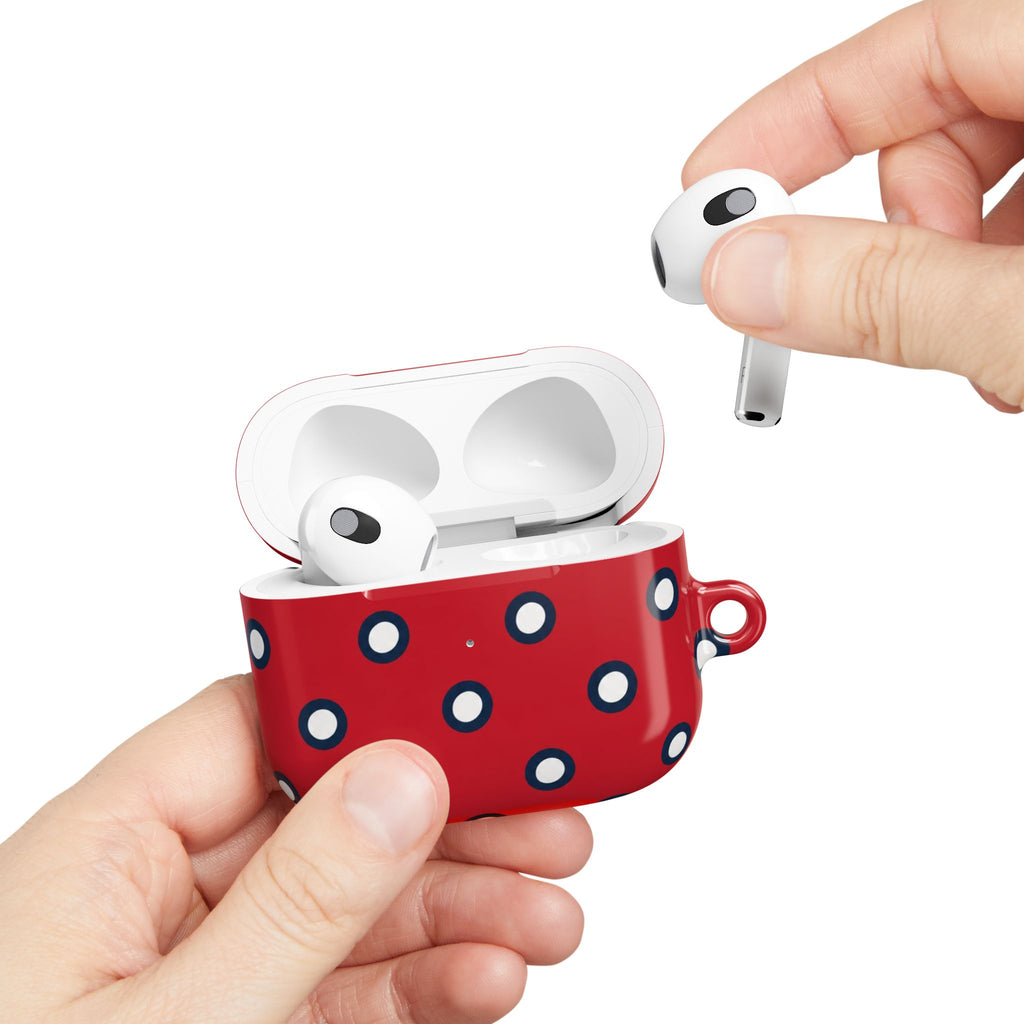 Navy Polka Dot Red AirPod Case