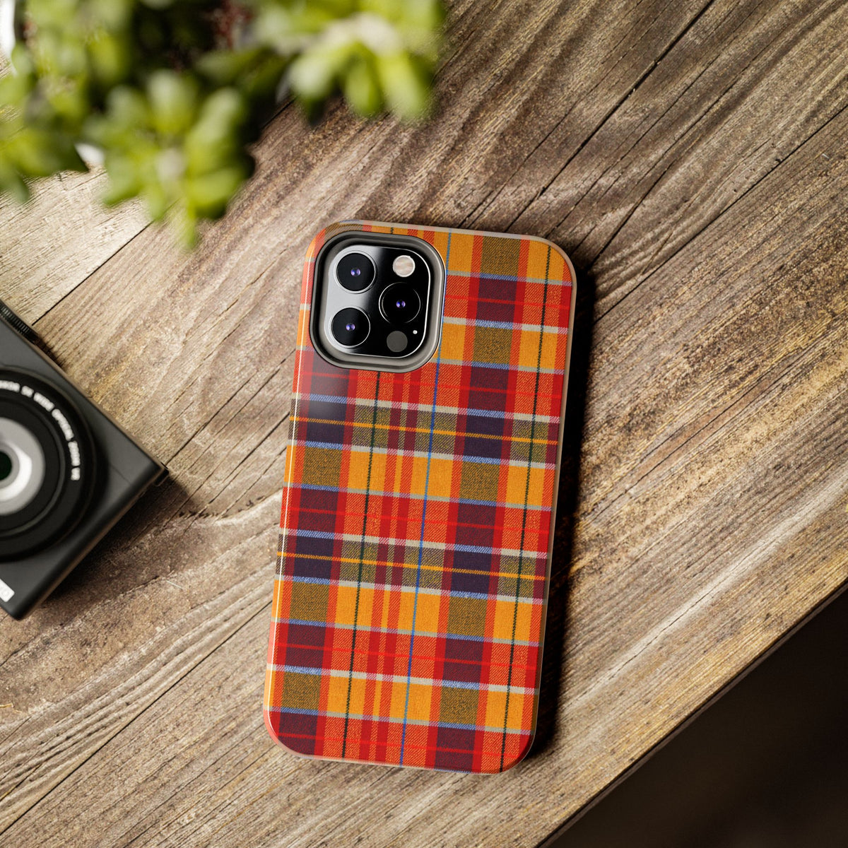 Autumn Plaid Tough Phone Case | Orange Red Yellow Plaid