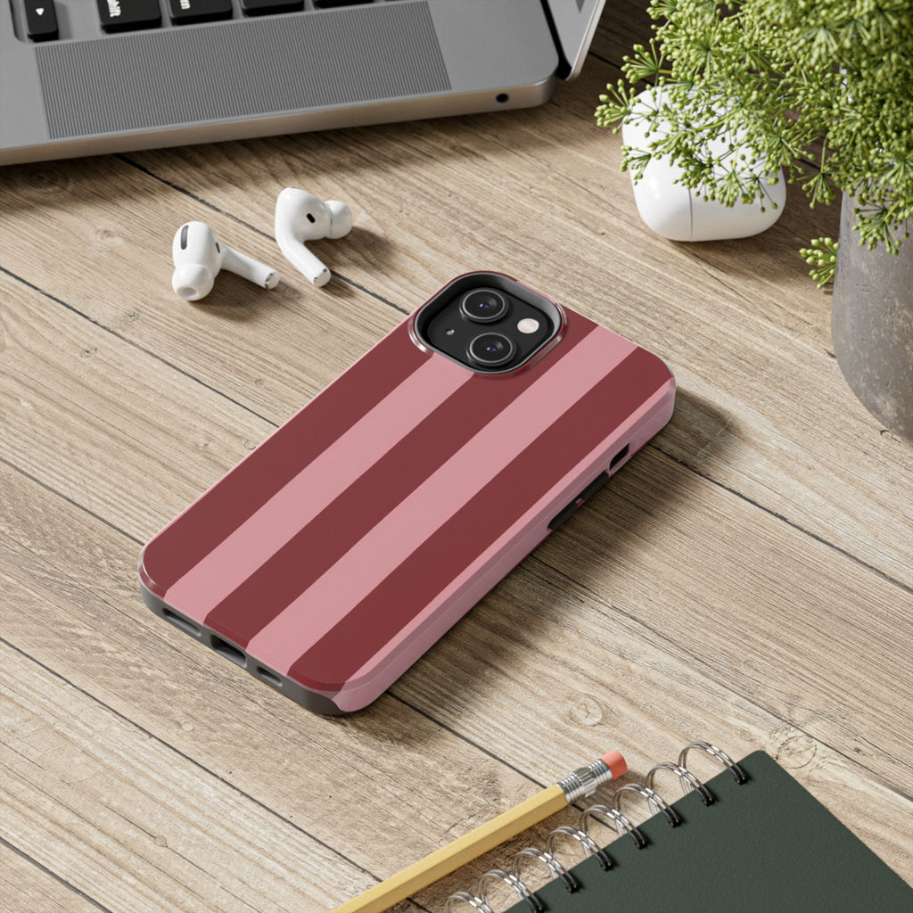 Striped Burgundy & Blush Phone Case