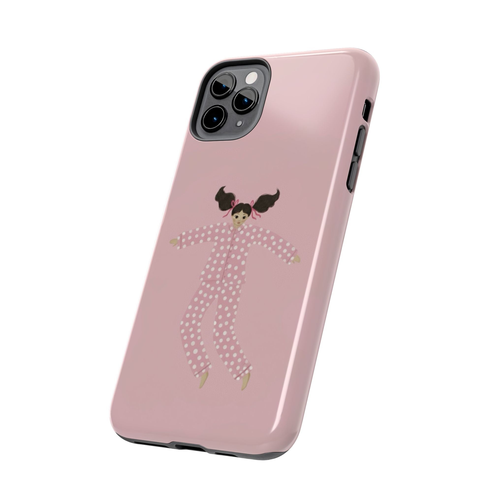 Pink Girl Drawing Tough Phone Case, Cute Protective Cover, Stylish Phone Accessories, Customizable Phone Case, Trendy Cell Phone Case