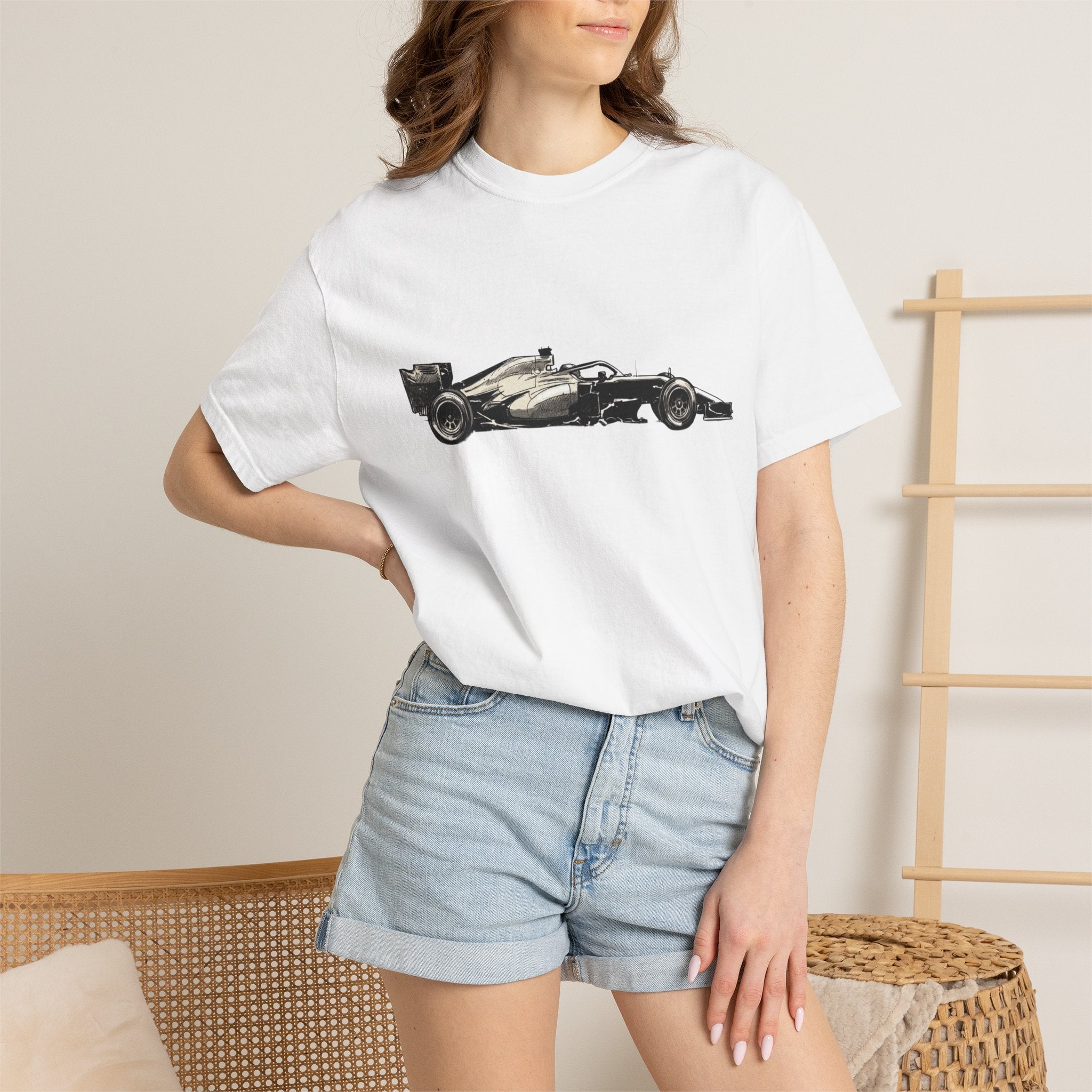 Vintage F1 Car Unisex Garment-Dyed T-shirt, Racing Tee, Motorsport Shirt, Race Car Lover Gift, Car Enthusiast Top