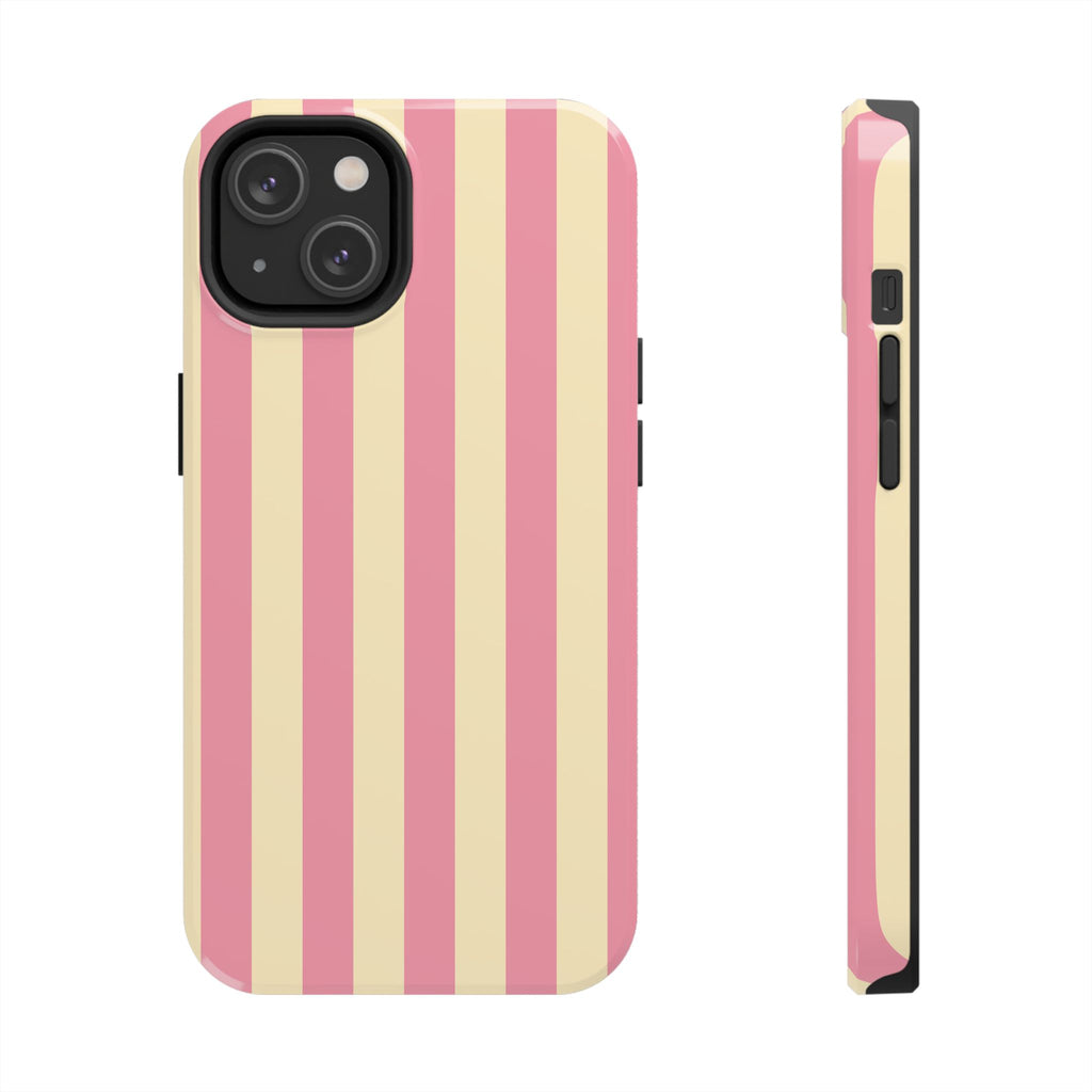 Pink Cream Vertical Candy Stripe Phone Case | Tough Phone Cases