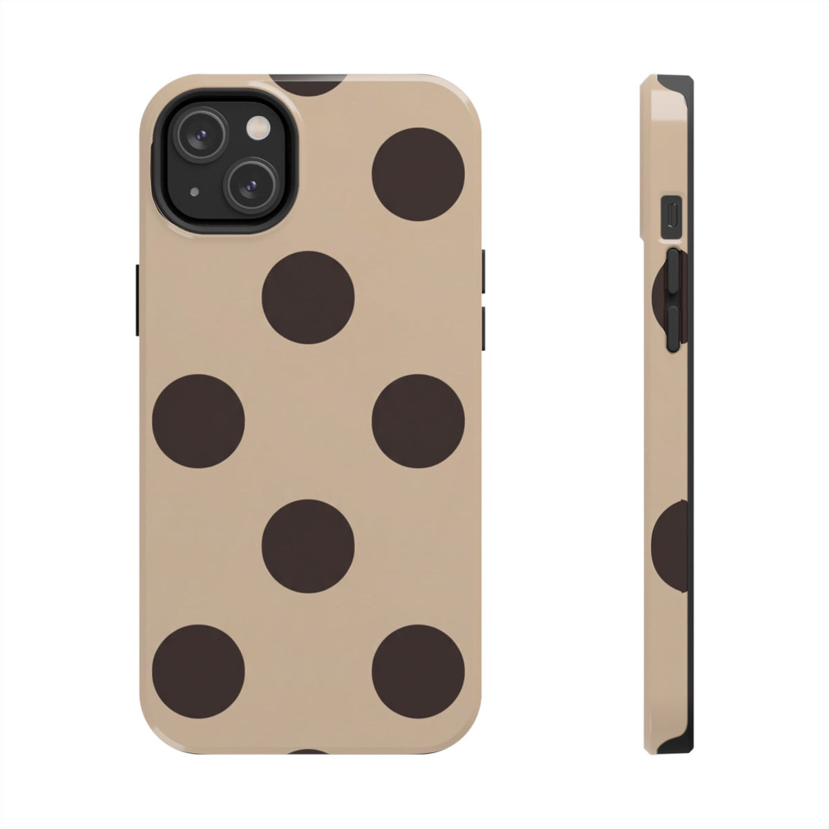 Chocolate Polka Dot Tough Phone Case — Beige Protective Phone Cover