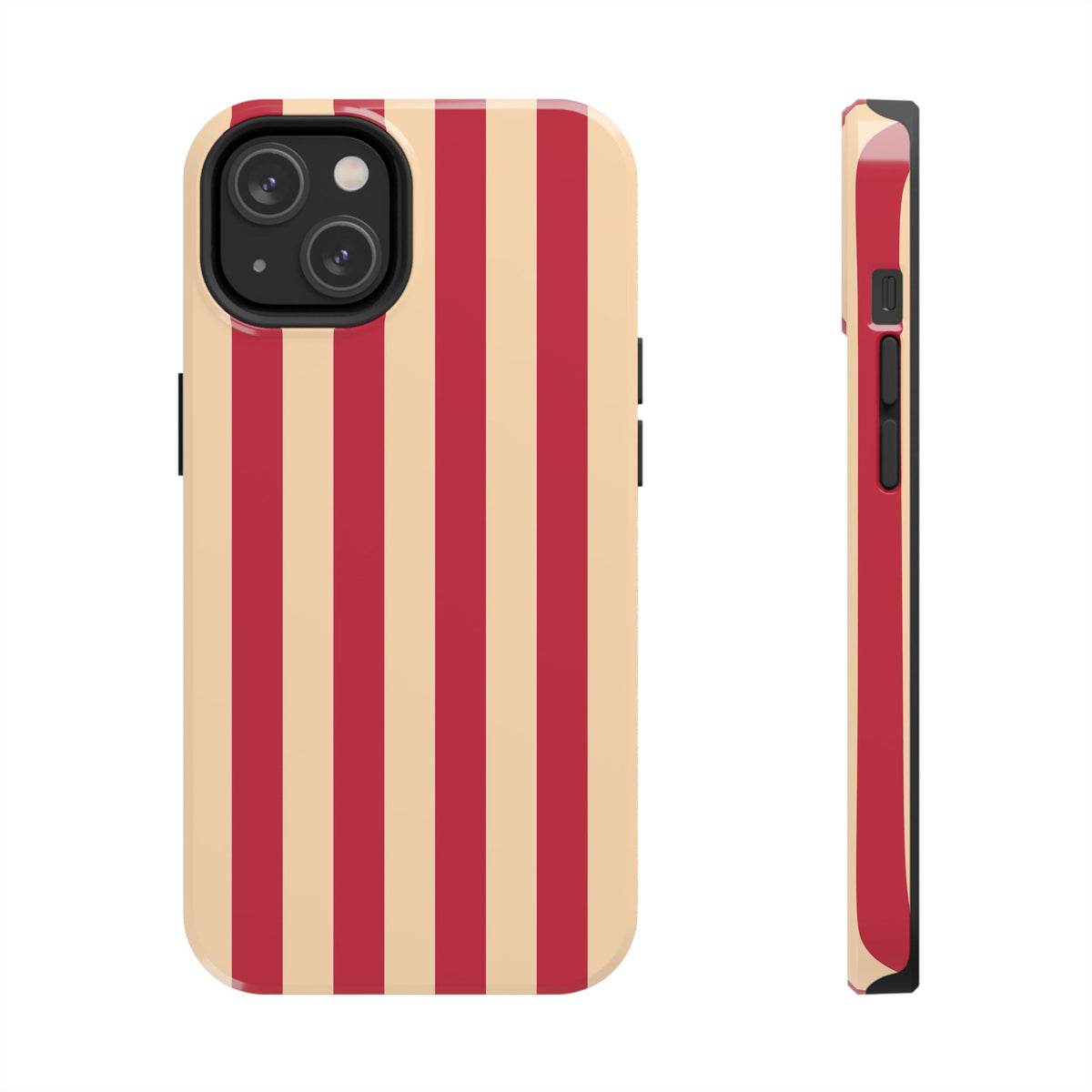 Retro Red & Cream Stripe Phone Case — Tough Protective Cover