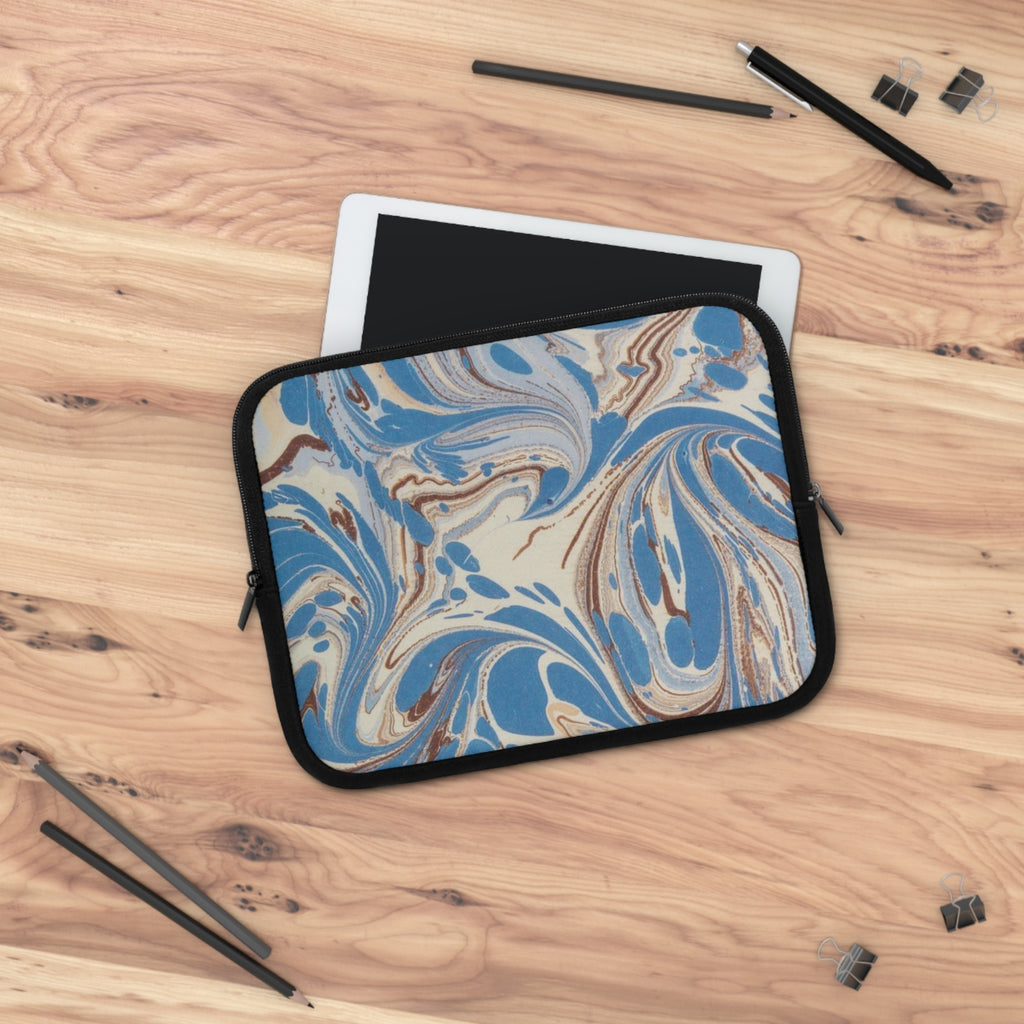 Blue Brown Marble Swirl Laptop Sleeve