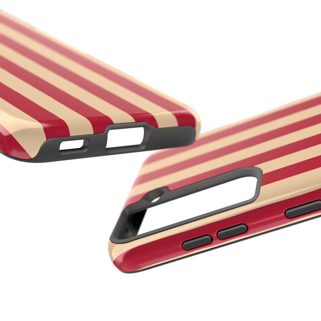 Retro Red & Cream Stripe Phone Case — Tough Protective Cover