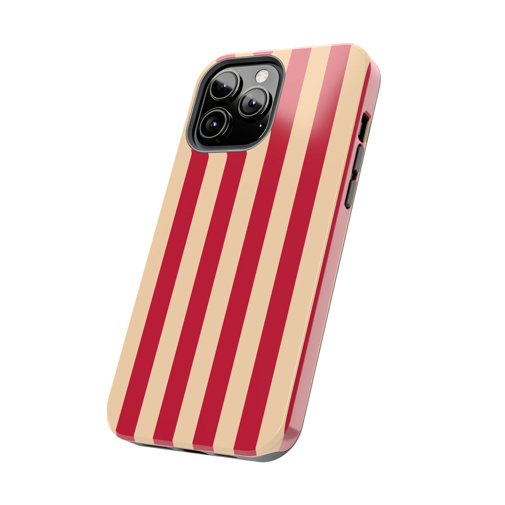 Retro Red & Cream Stripe Phone Case — Tough Protective Cover