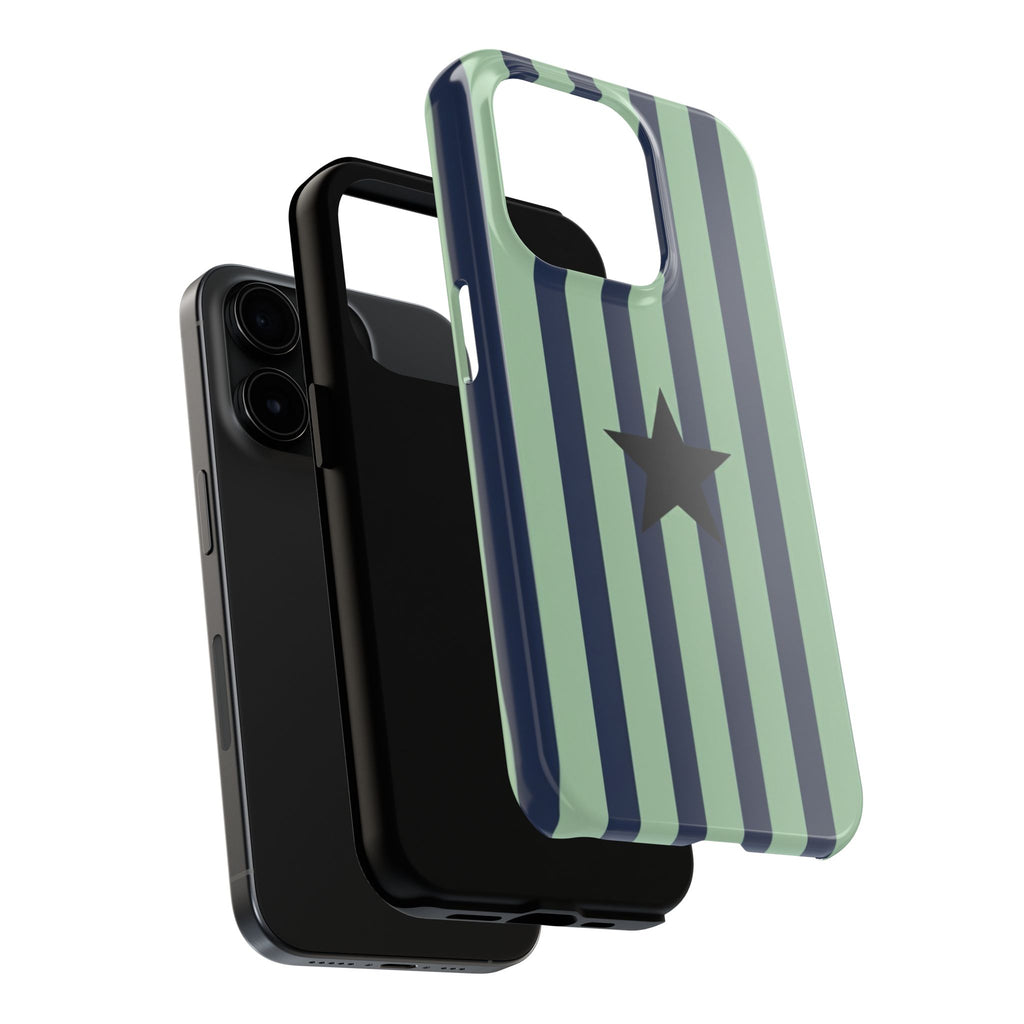 Stylish Tough Phone Cases, Durable Smartphone Covers, Trendy Tech Accessories, Unique Gifts for Teens, Striped Star Design