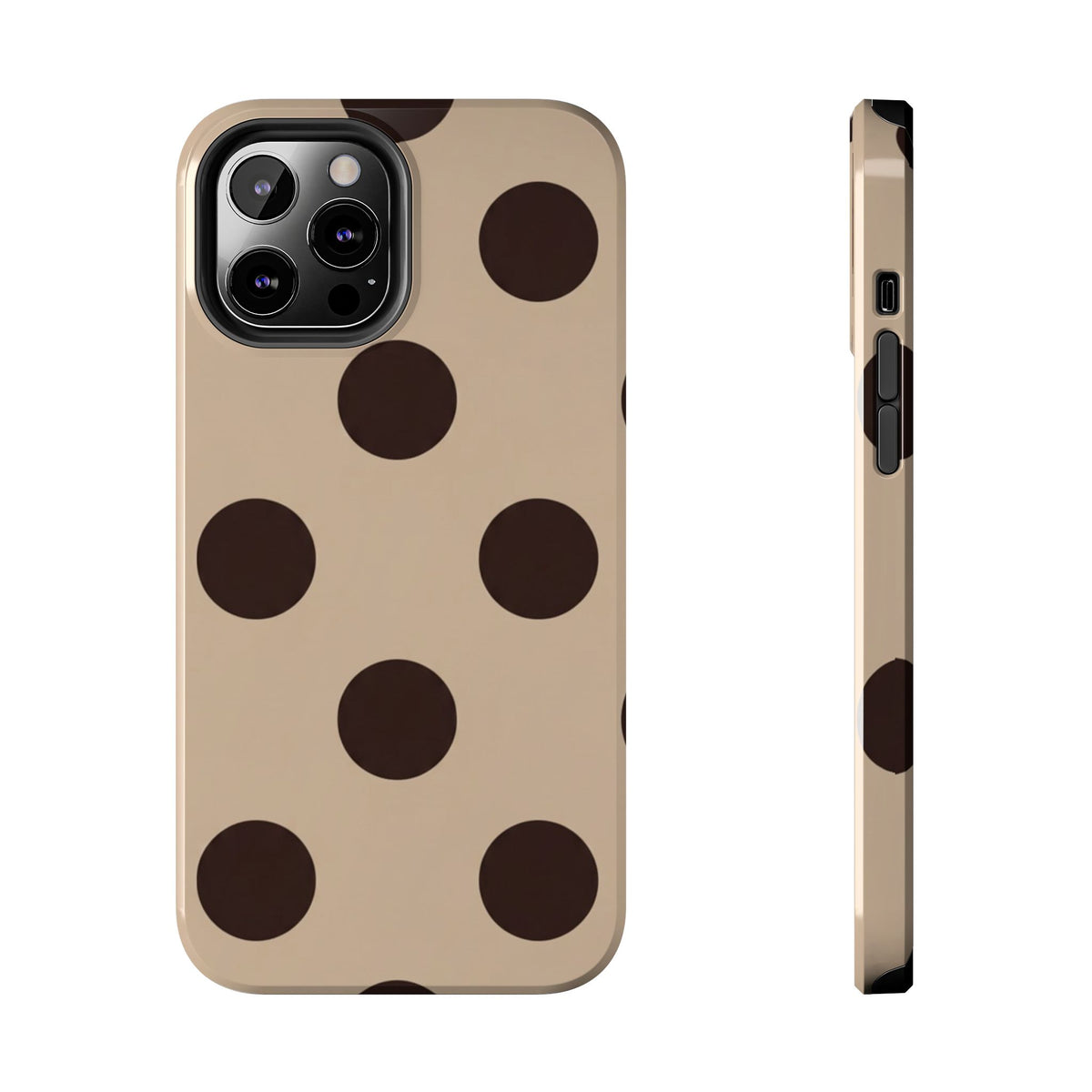 Chocolate Polka Dot Tough Phone Case — Beige Protective Phone Cover