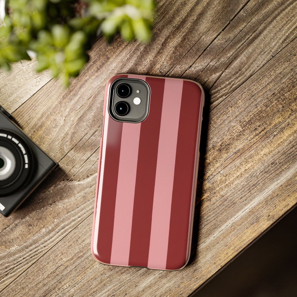 Striped Burgundy & Blush Phone Case