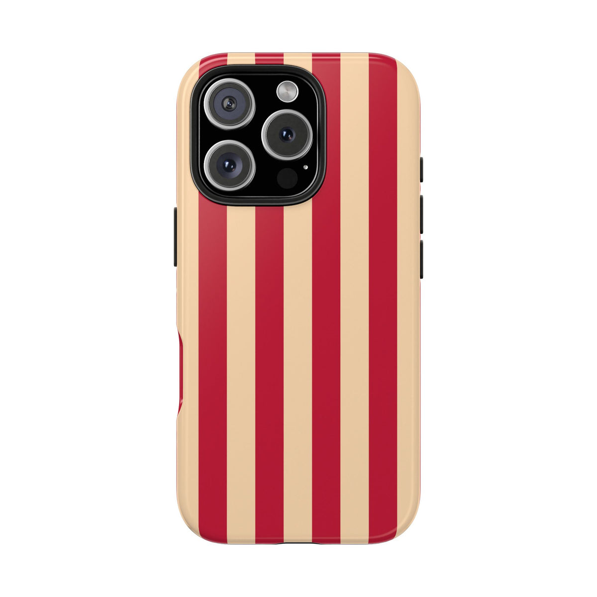 Retro Red & Cream Stripe Phone Case — Tough Protective Cover