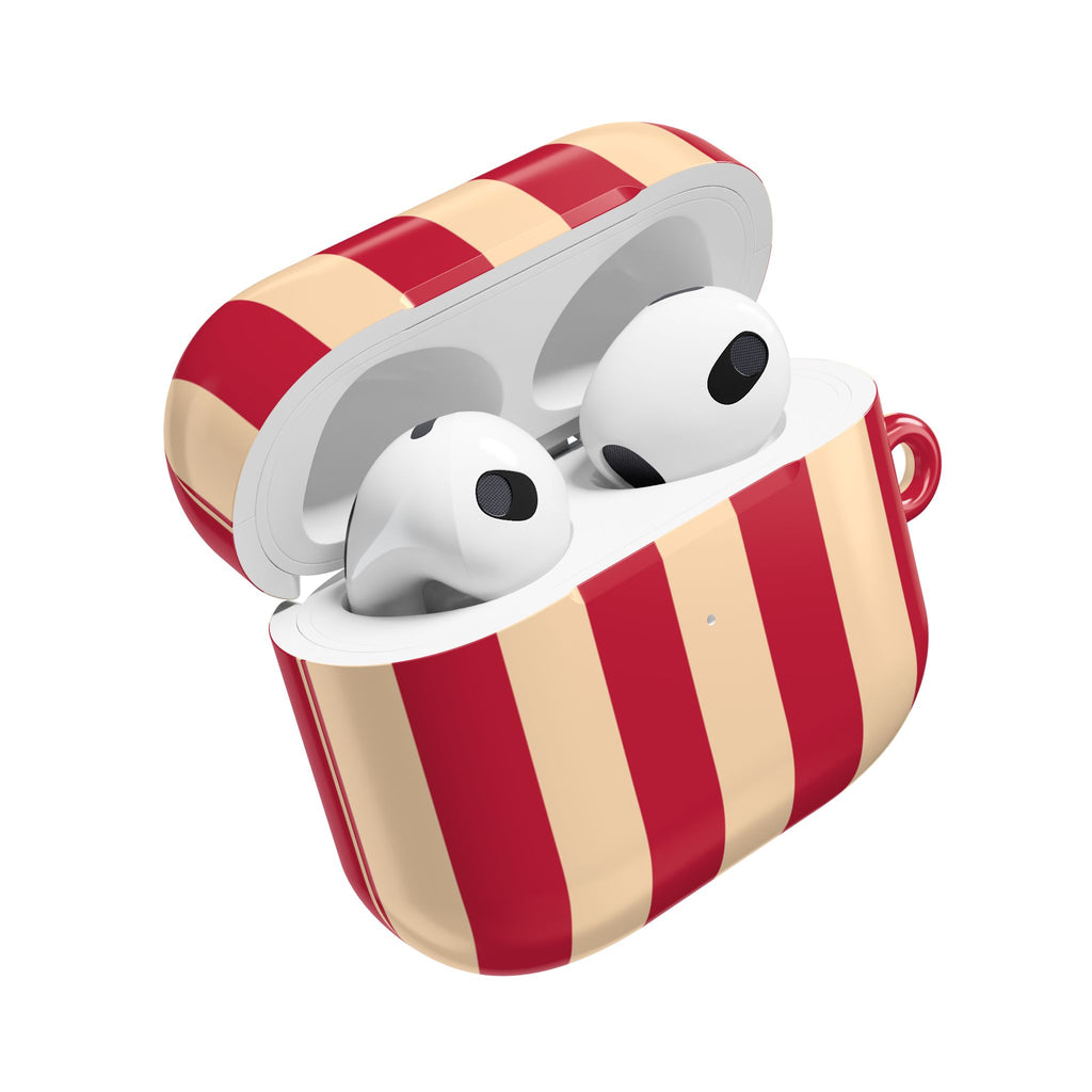 Red and Cream Stripe AirPod Case