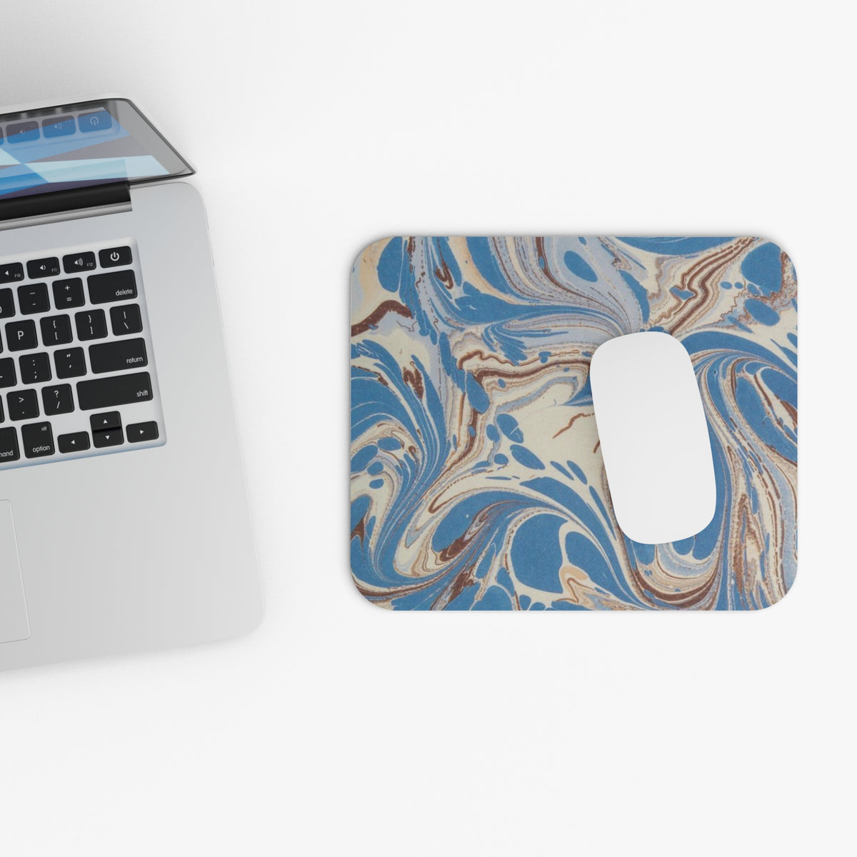 Blue Marble Swirl Mouse Pad | Abstract Fluid Art