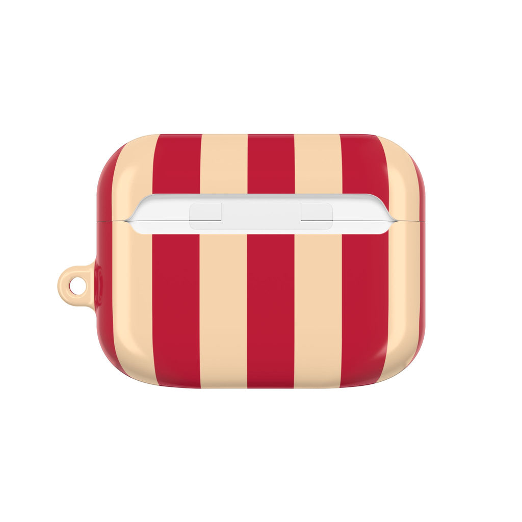 Red and Cream Stripe AirPod Case