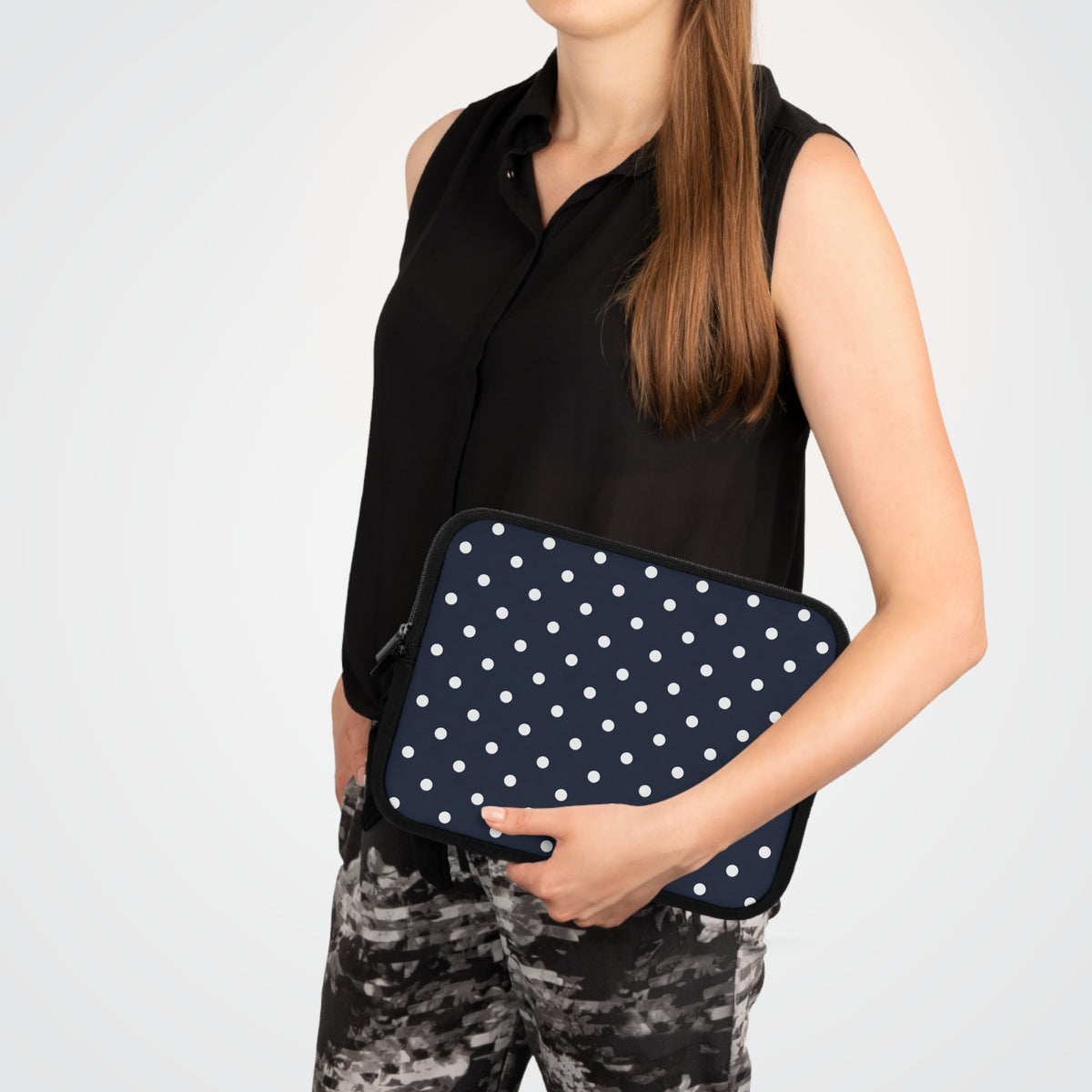 Navy Polka Dot Laptop Sleeve