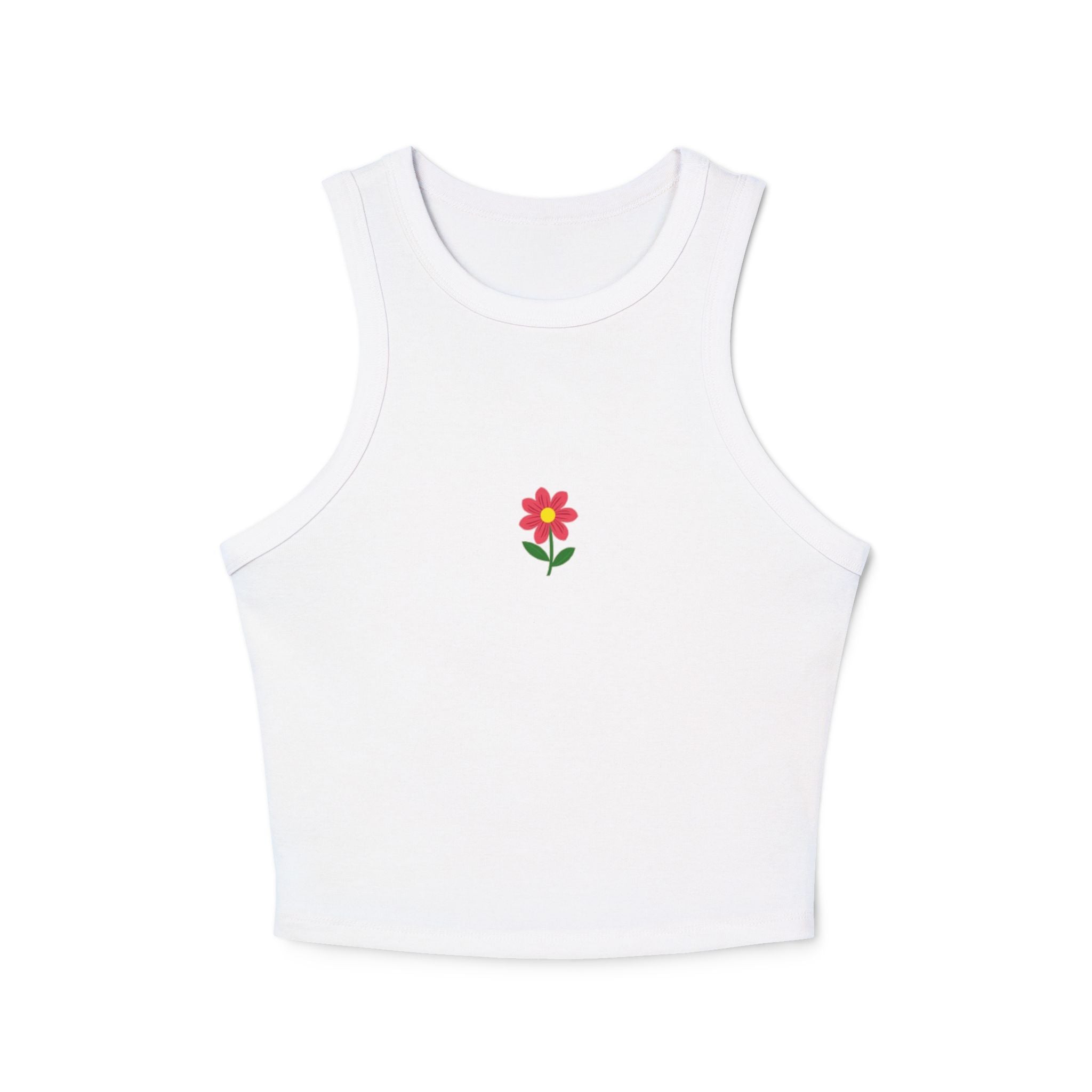Pink Daisy Flower Crop Tank Top | Small Floral Graphic
