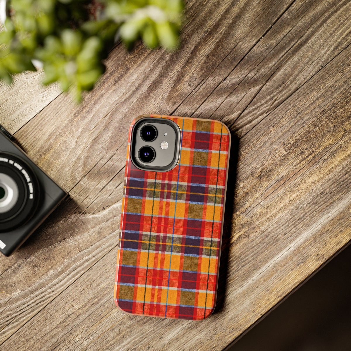Autumn Plaid Tough Phone Case | Orange Red Yellow Plaid