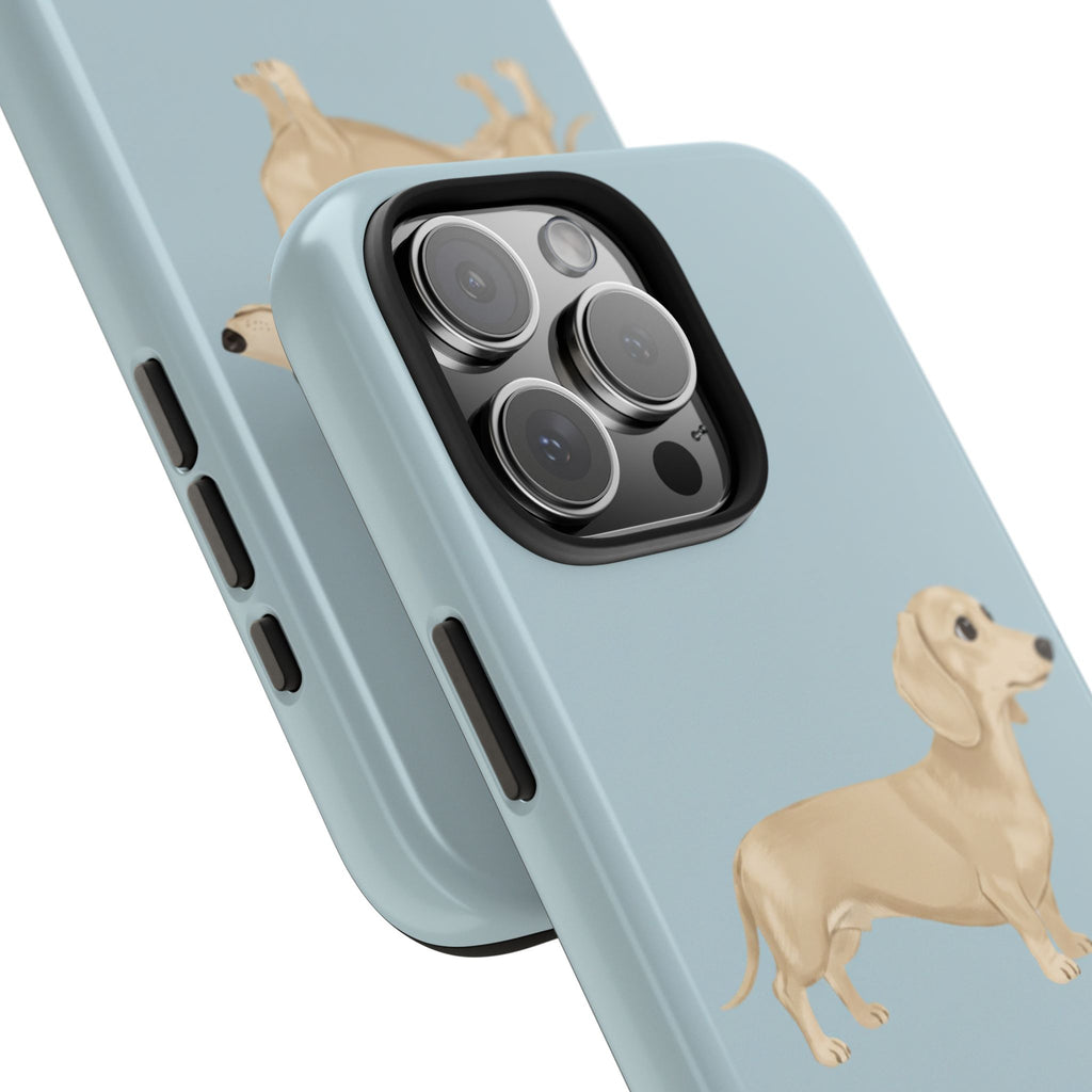 Tough Phone Cases, Dachshund Dog Blue Protective Cover, Strong Phone Shell, Rugged Device Case, Hard Smartphone Sleeve, Resilient Mobile