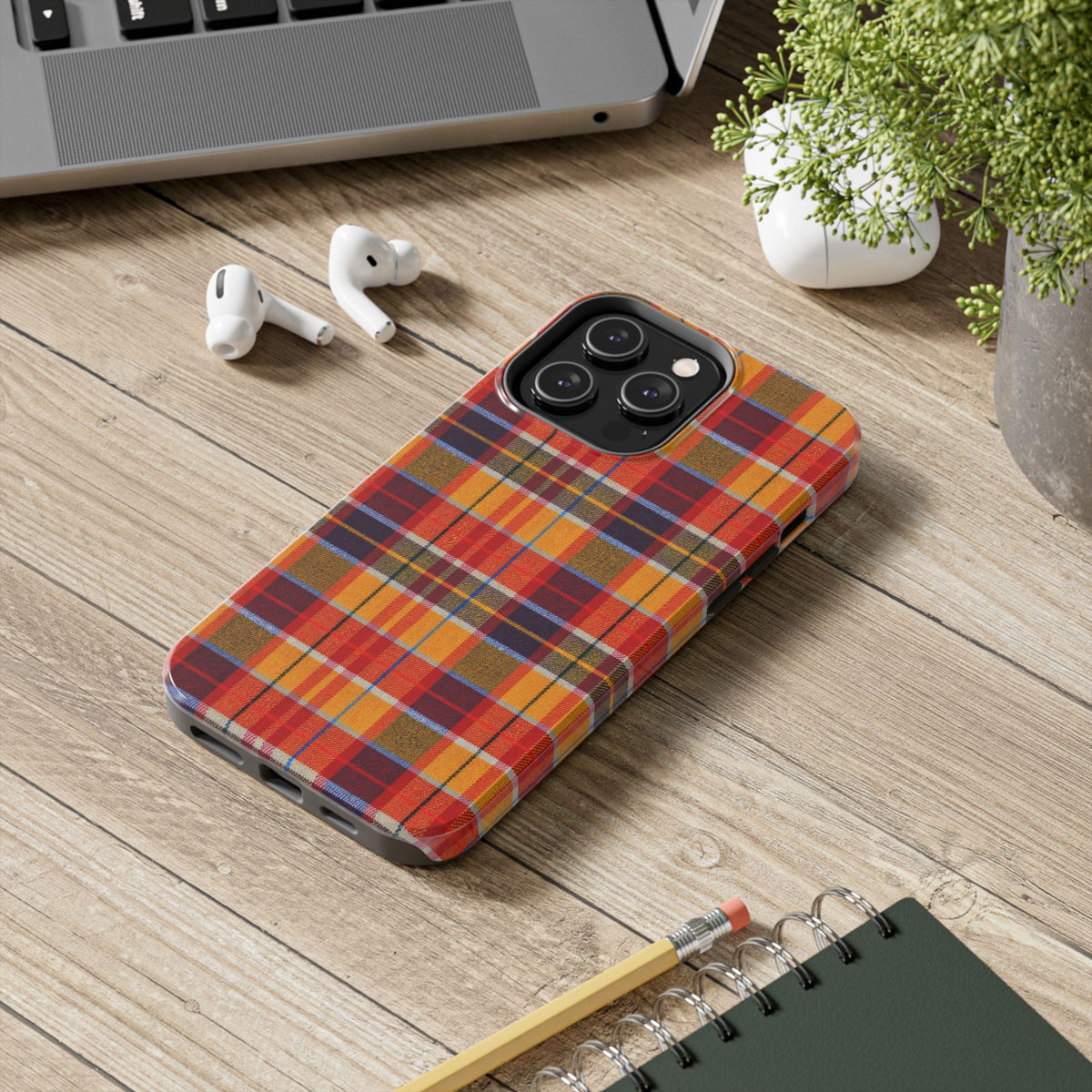 Autumn Plaid Tough Phone Case | Orange Red Yellow Plaid