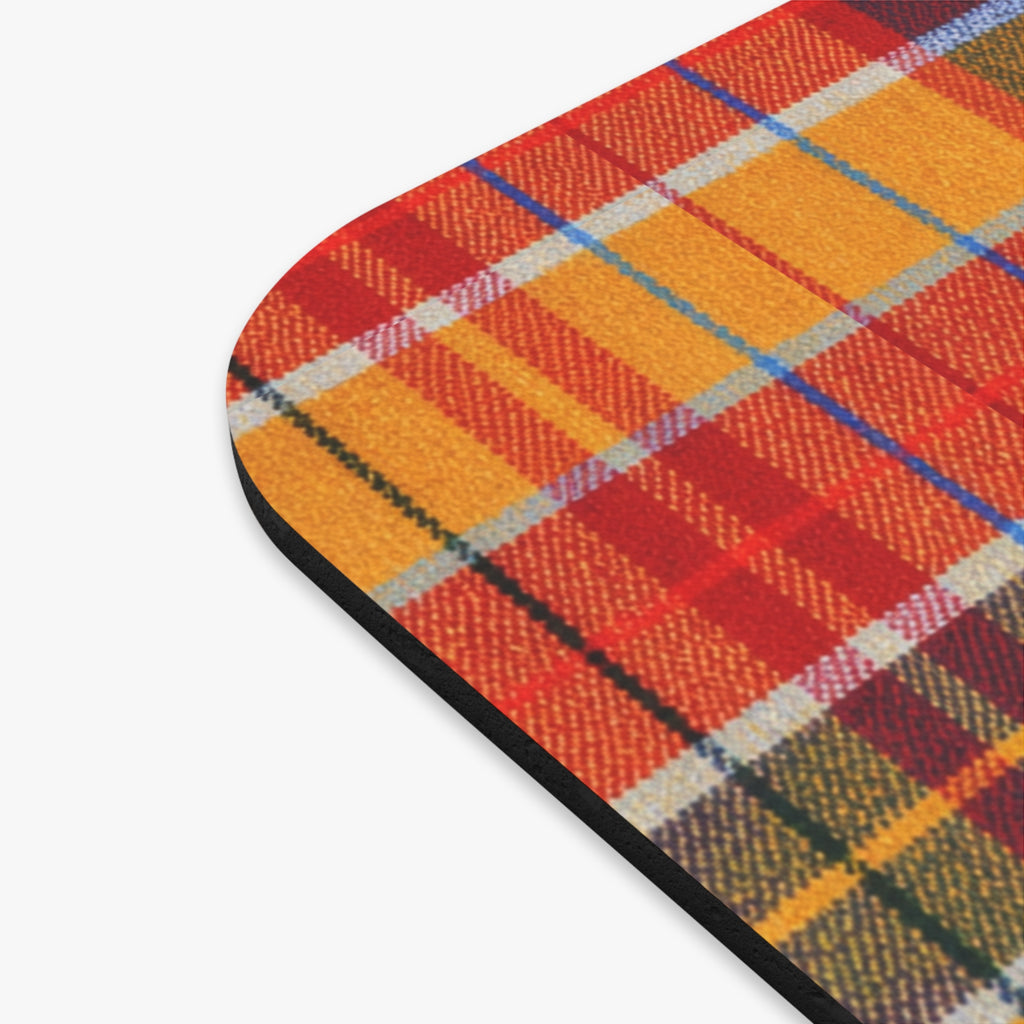 Autumn Plaid Mouse Pad | Orange Yellow Tartan Desk Mat