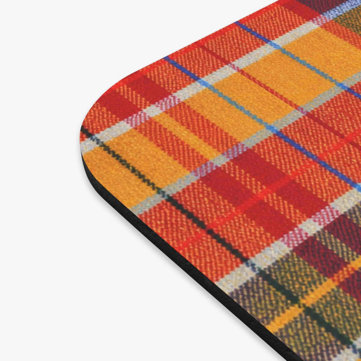 Autumn Plaid Mouse Pad | Orange Yellow Tartan Desk Mat