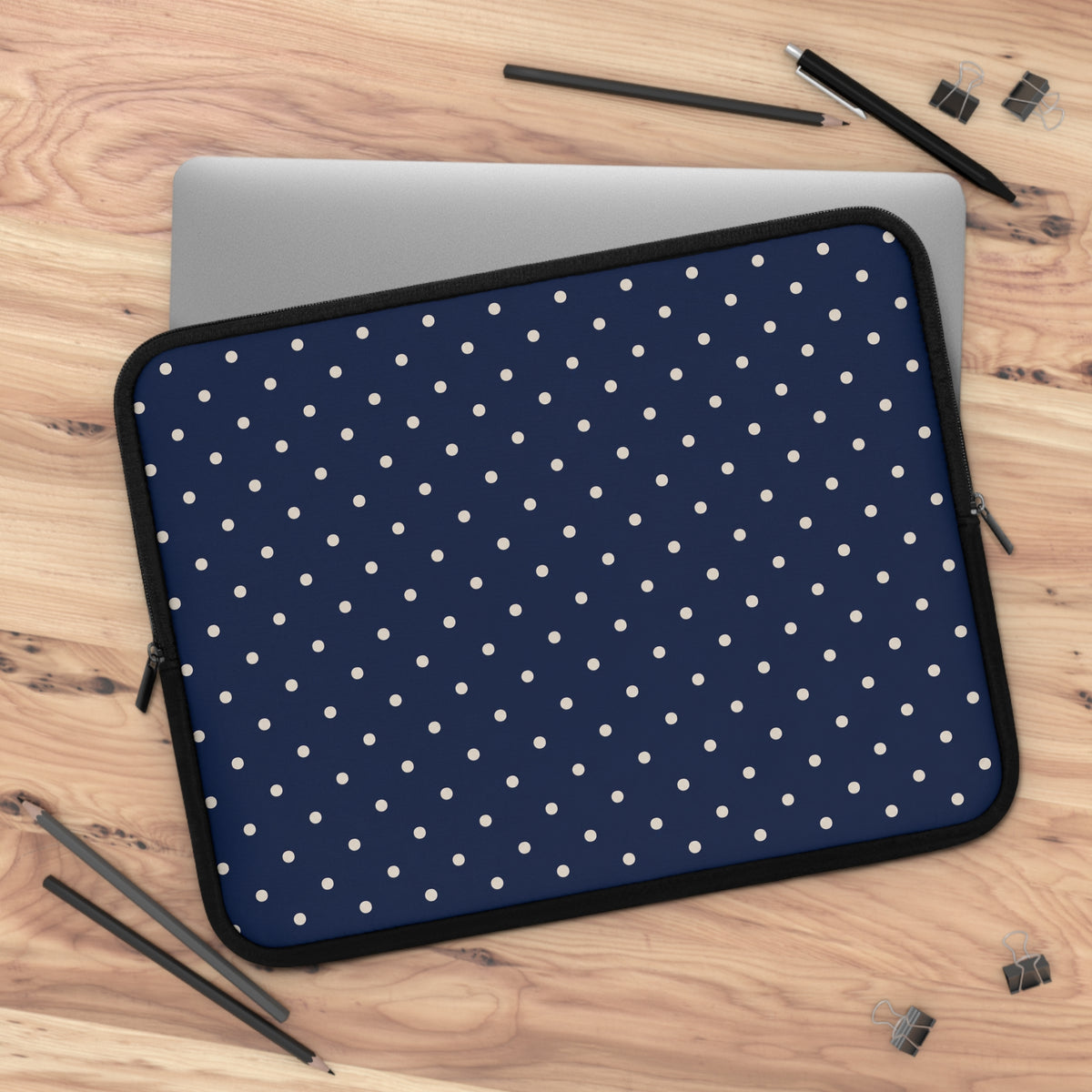 Navy Polka Dot Laptop Sleeve