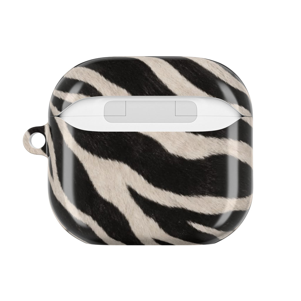 Zebra Print AirPod Case | Black White Stripes, Faux Fur Pattern