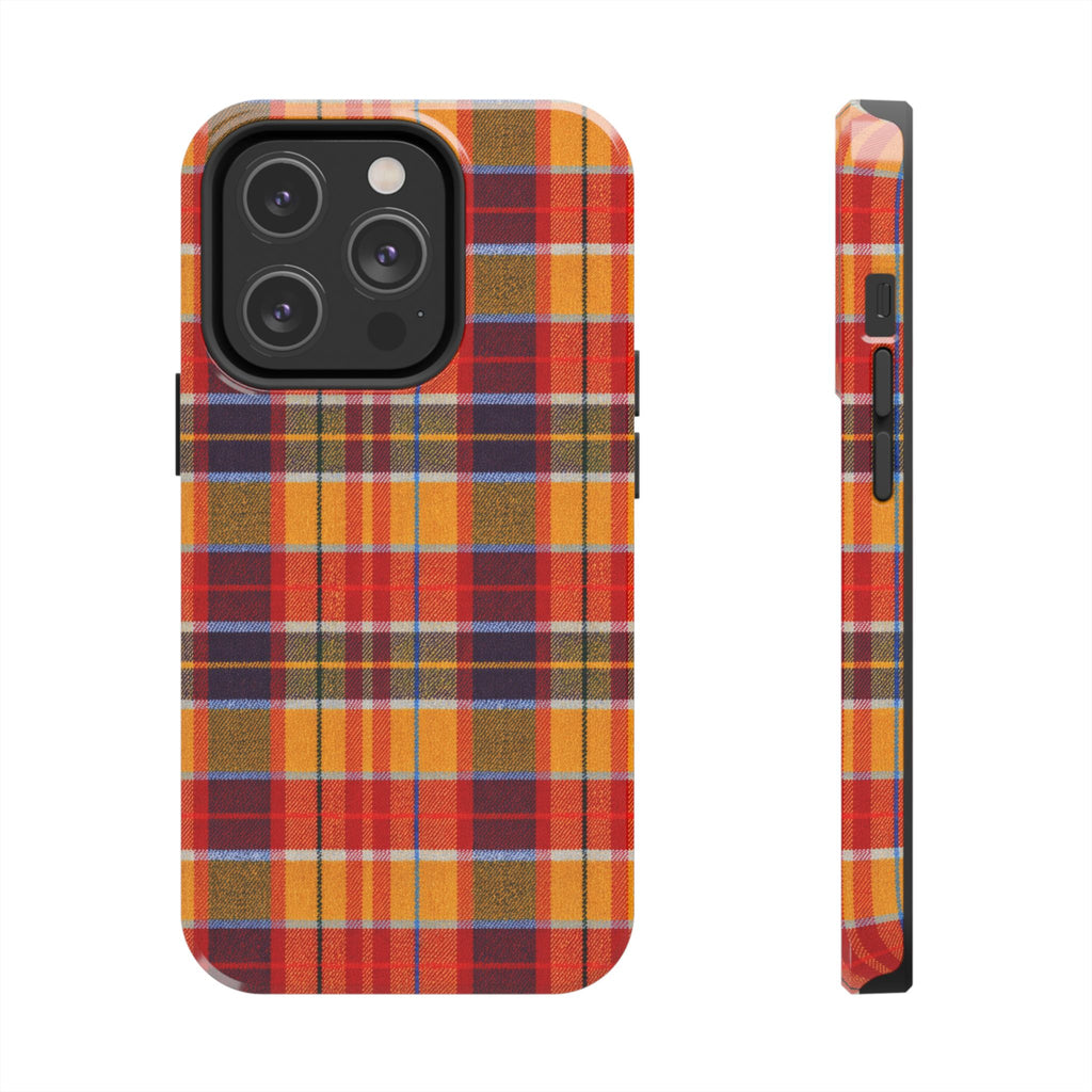 Autumn Plaid Tough Phone Case | Orange Red Yellow Plaid