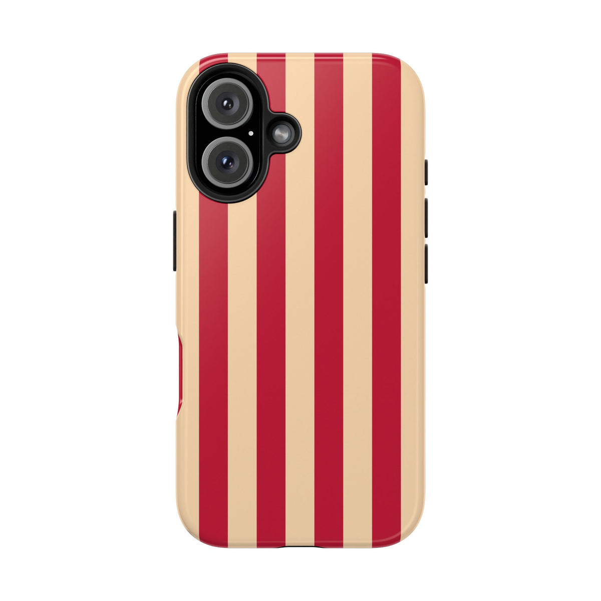 Retro Red & Cream Stripe Phone Case — Tough Protective Cover