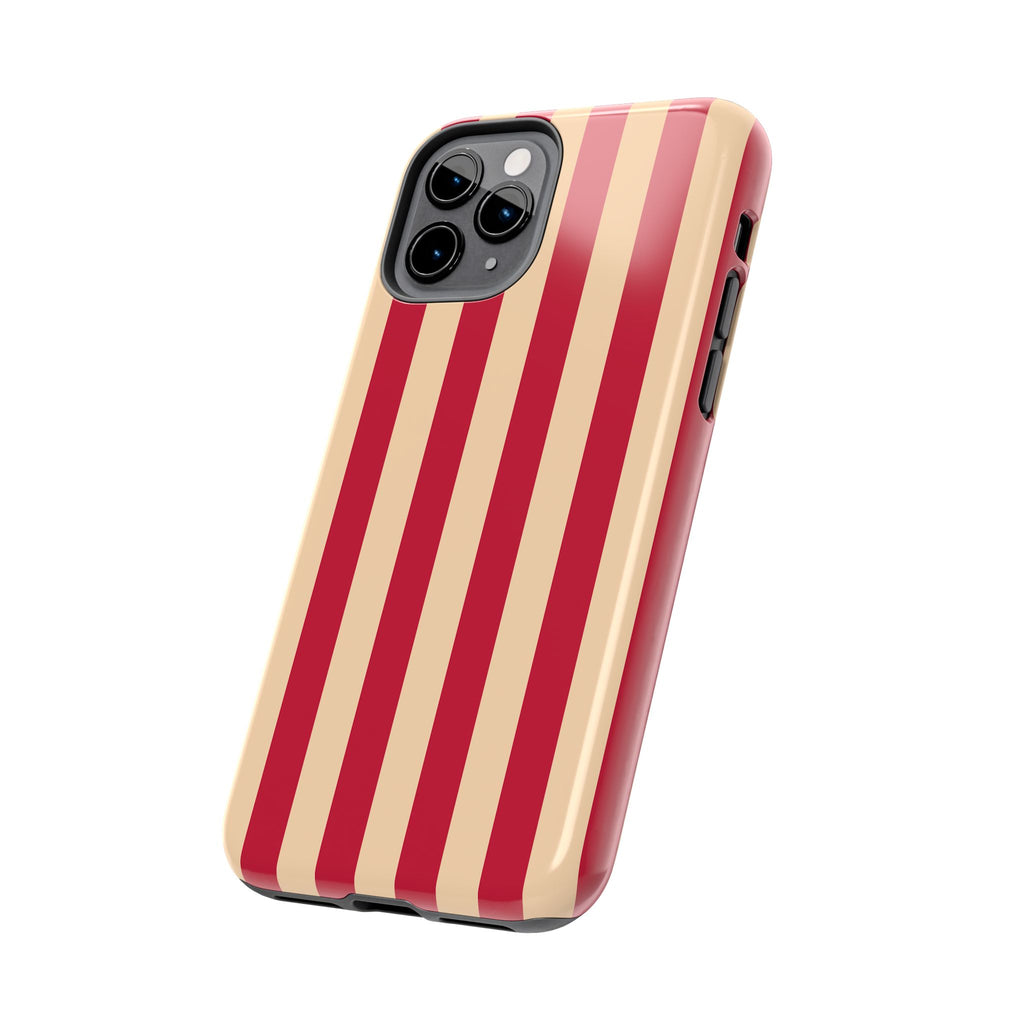 Retro Red & Cream Stripe Phone Case — Tough Protective Cover