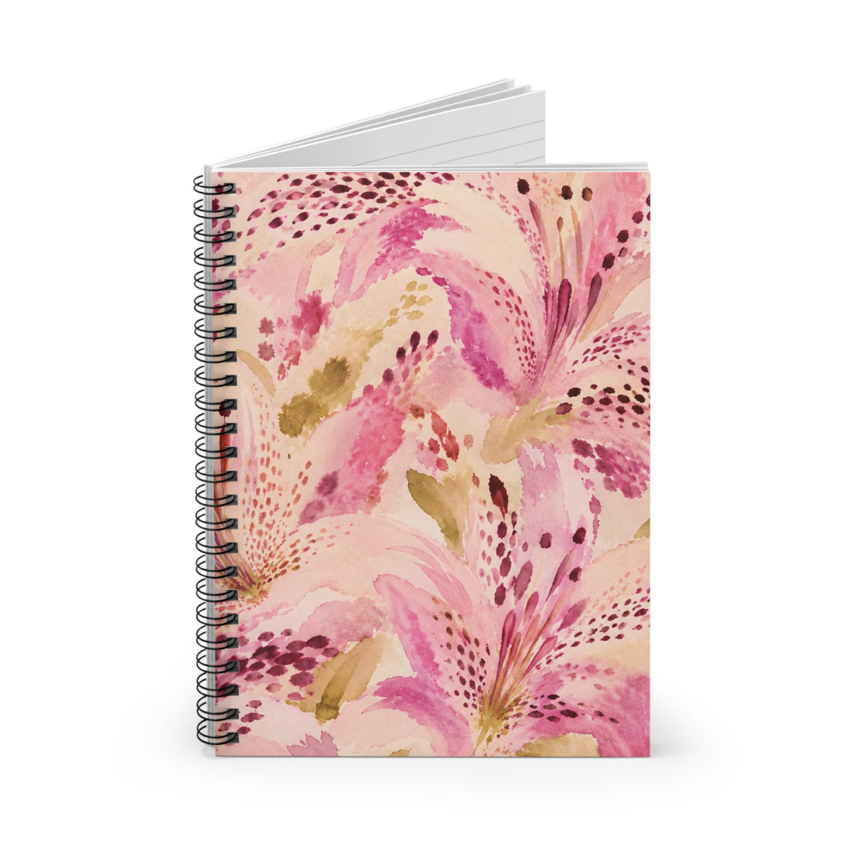 Pink Watercolor Floral Spiral Notebook | Ruled Journal