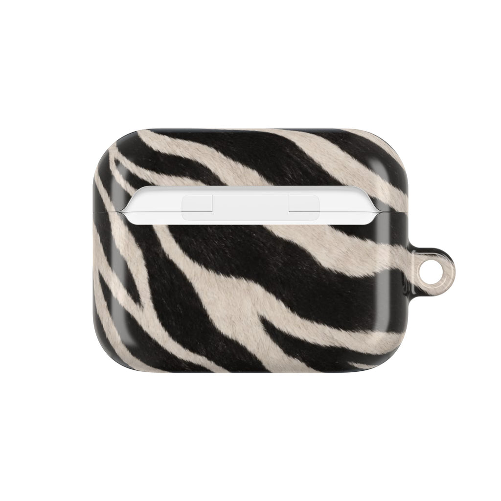 Zebra Print AirPod Case | Black White Stripes, Faux Fur Pattern