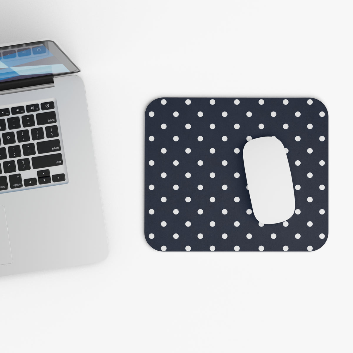 Navy Polka Dot Mouse Pad