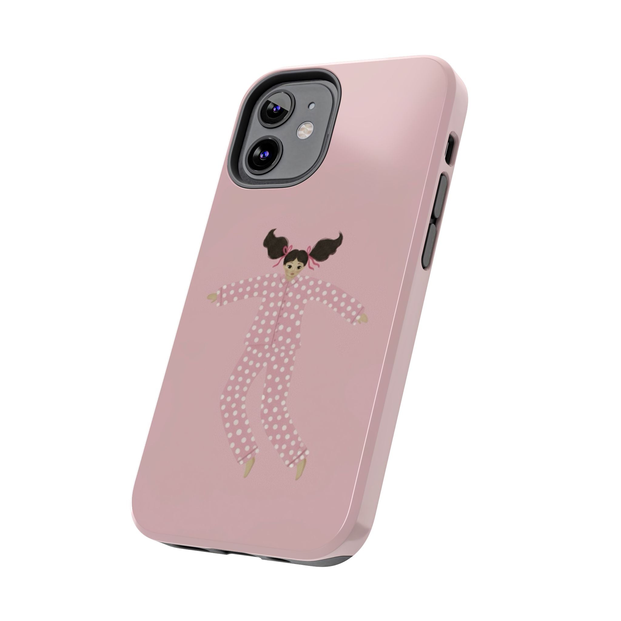 Pink Girl Drawing Tough Phone Case, Cute Protective Cover, Stylish Phone Accessories, Customizable Phone Case, Trendy Cell Phone Case