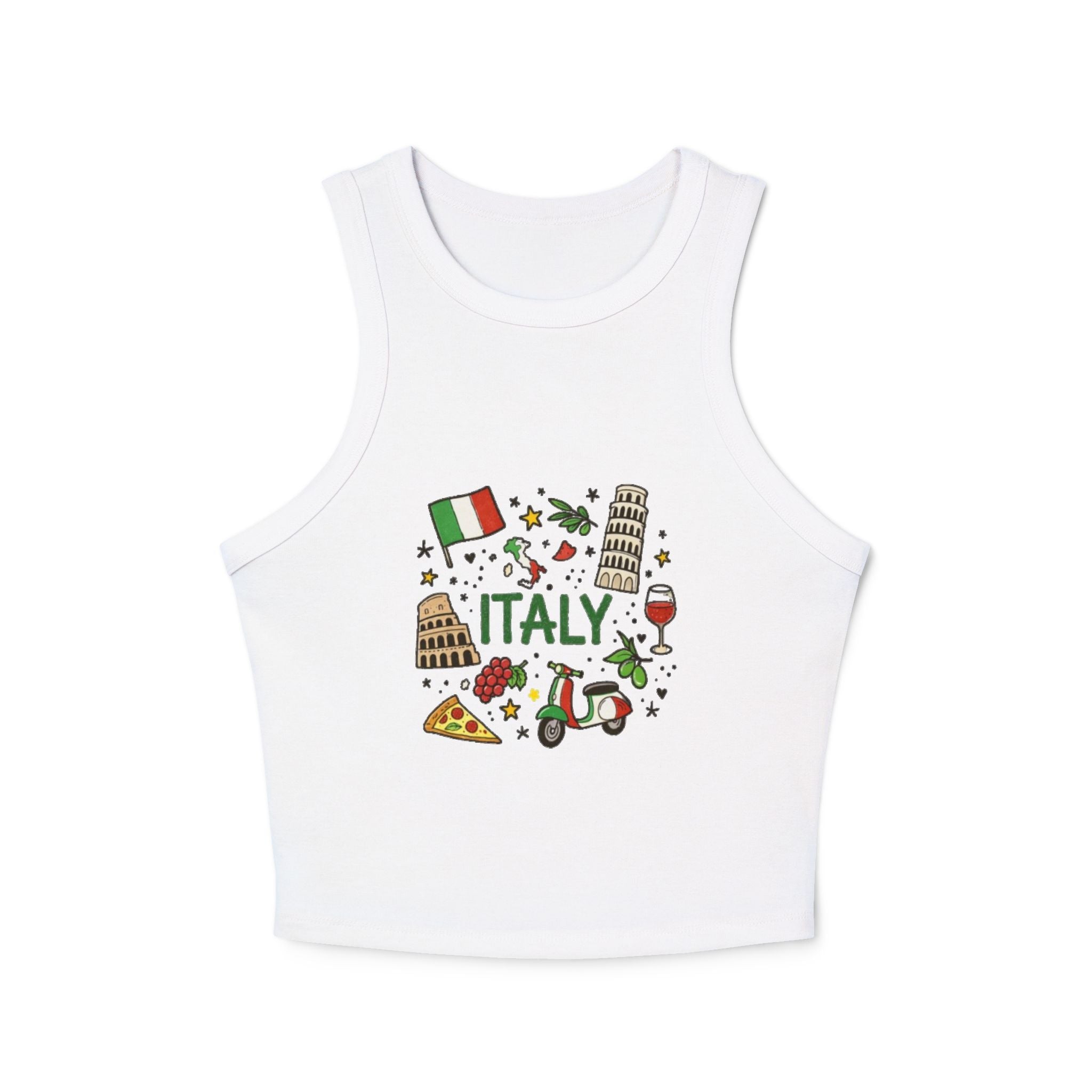 Italy Icons Tank Top | Leaning Tower, Pizza, Vespa, Flag