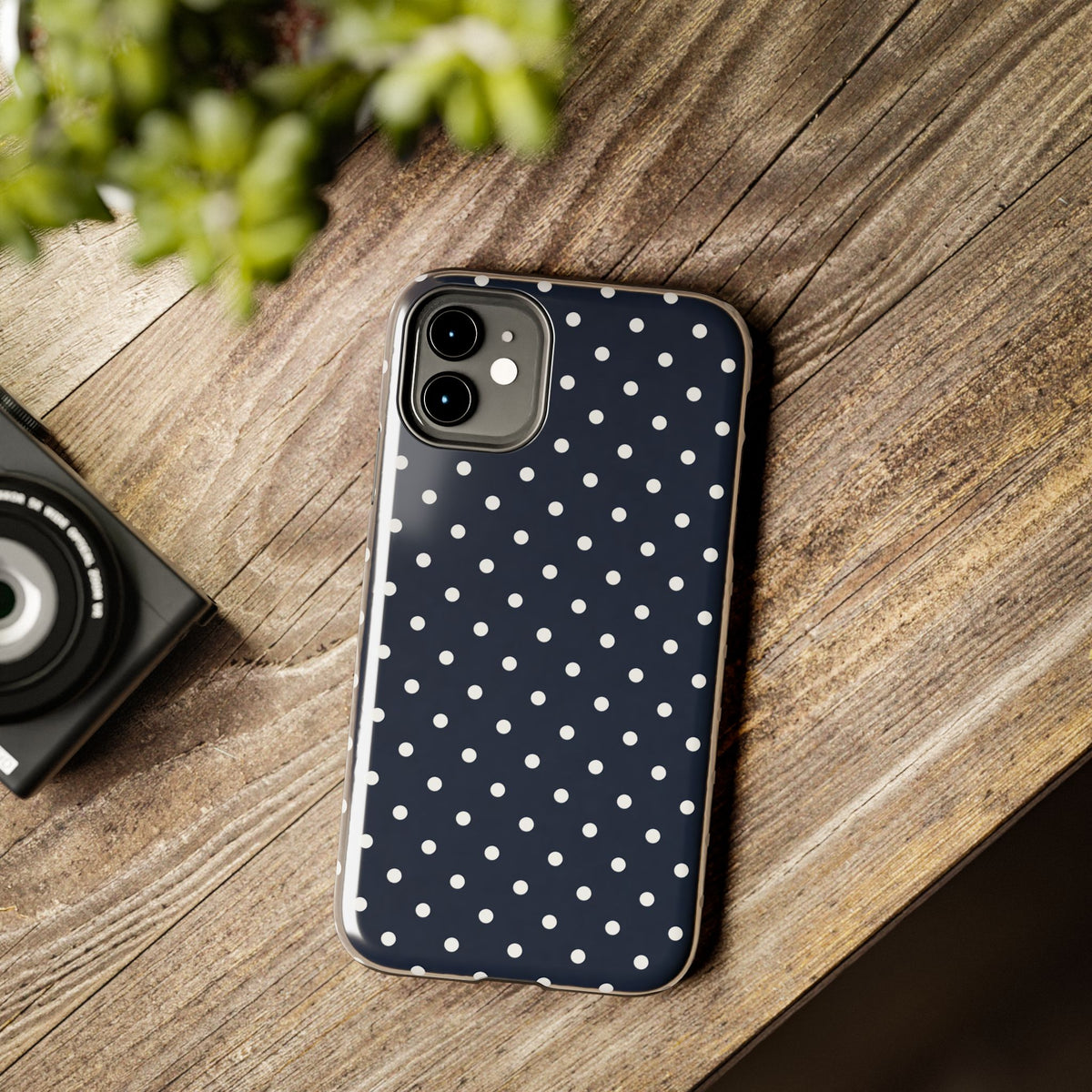 Navy Polka Dot Phone Case