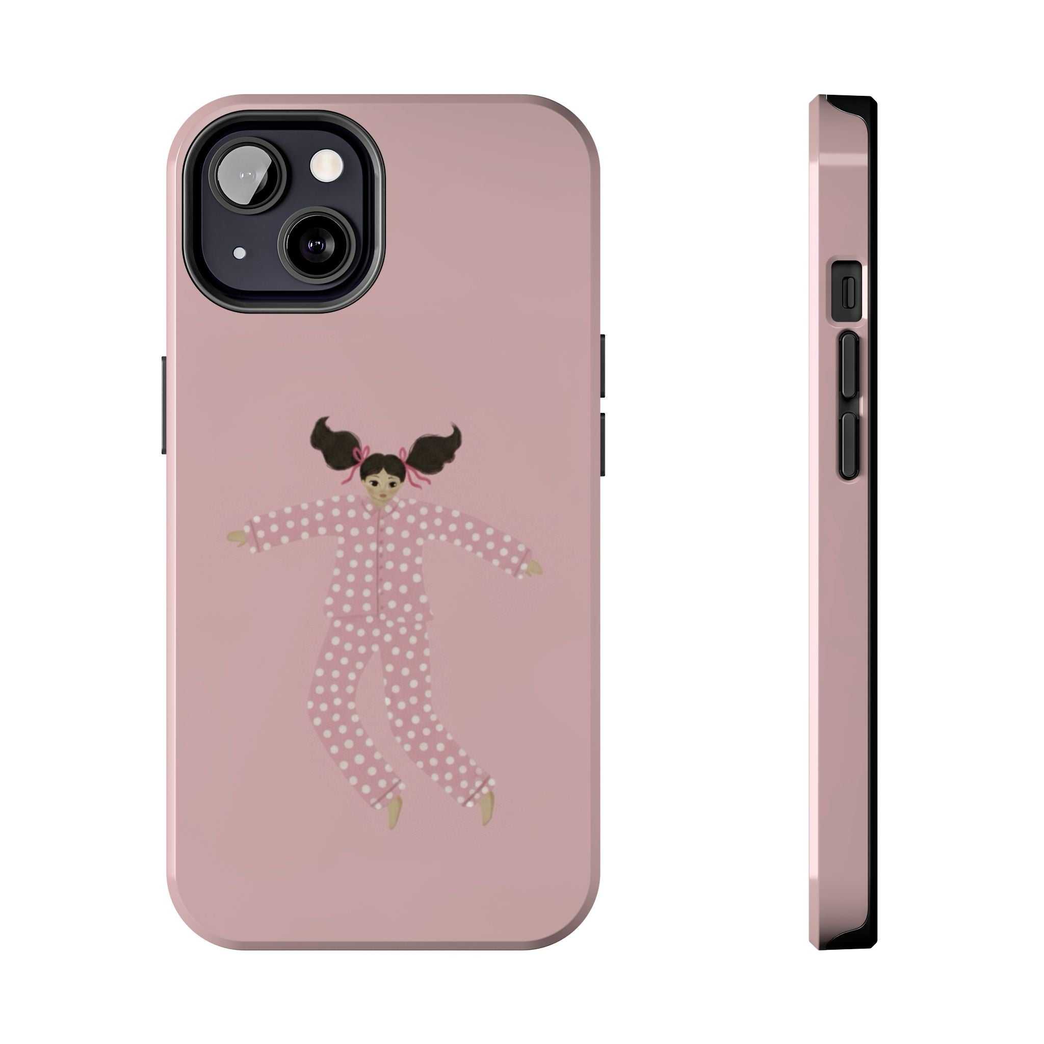Pink Girl Drawing Tough Phone Case, Cute Protective Cover, Stylish Phone Accessories, Customizable Phone Case, Trendy Cell Phone Case