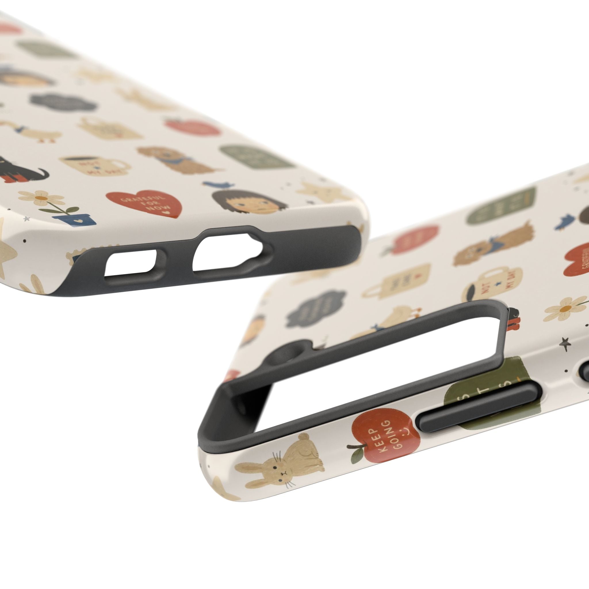 Cute Cozy Icons phone case | dogs, cats, hearts, plants, stars pattern